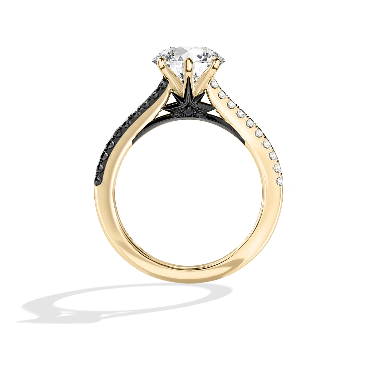 GALAXY STAR LAB GROWN DIAMONDS LIGHT X DARK 14K Gold with Black Rhodium, Black Spinel Women's Engagement Ring - Image 4