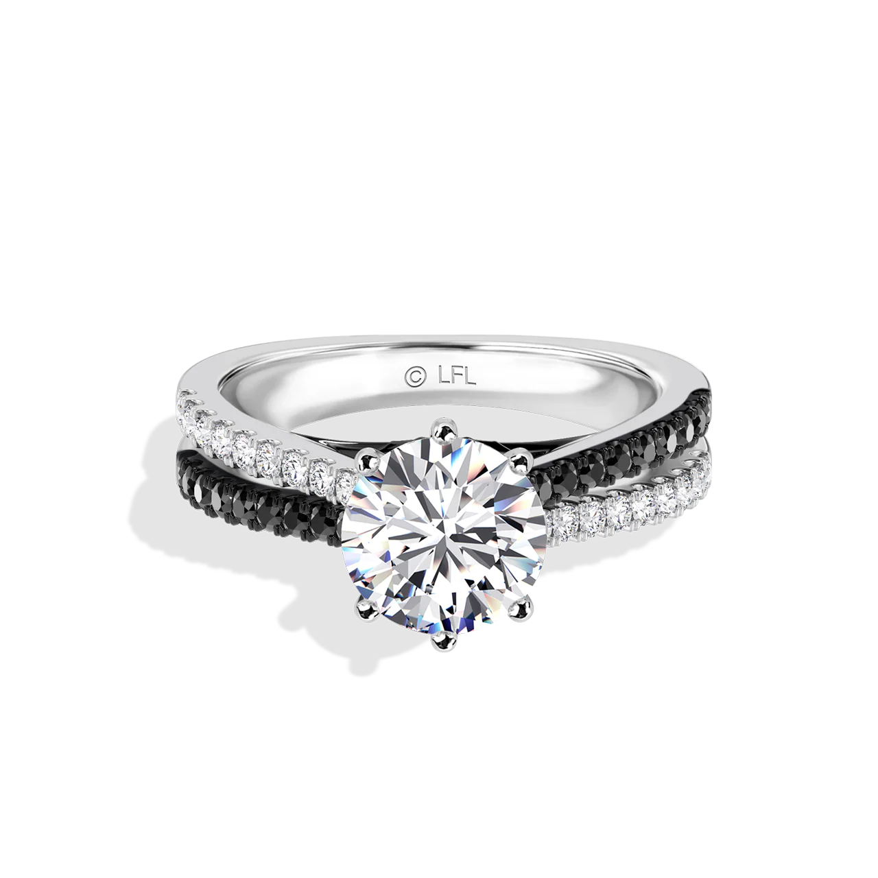 GALAXY STAR LAB GROWN DIAMONDS LIGHT X DARK 14K Gold with Black Rhodium, Black Spinel Women's Engagement Ring - Image 5