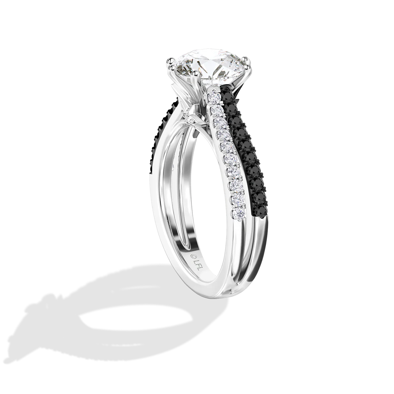 GALAXY STAR LAB GROWN DIAMONDS LIGHT X DARK 14K Gold with Black Rhodium, Black Spinel Women's Engagement Ring - Image 6