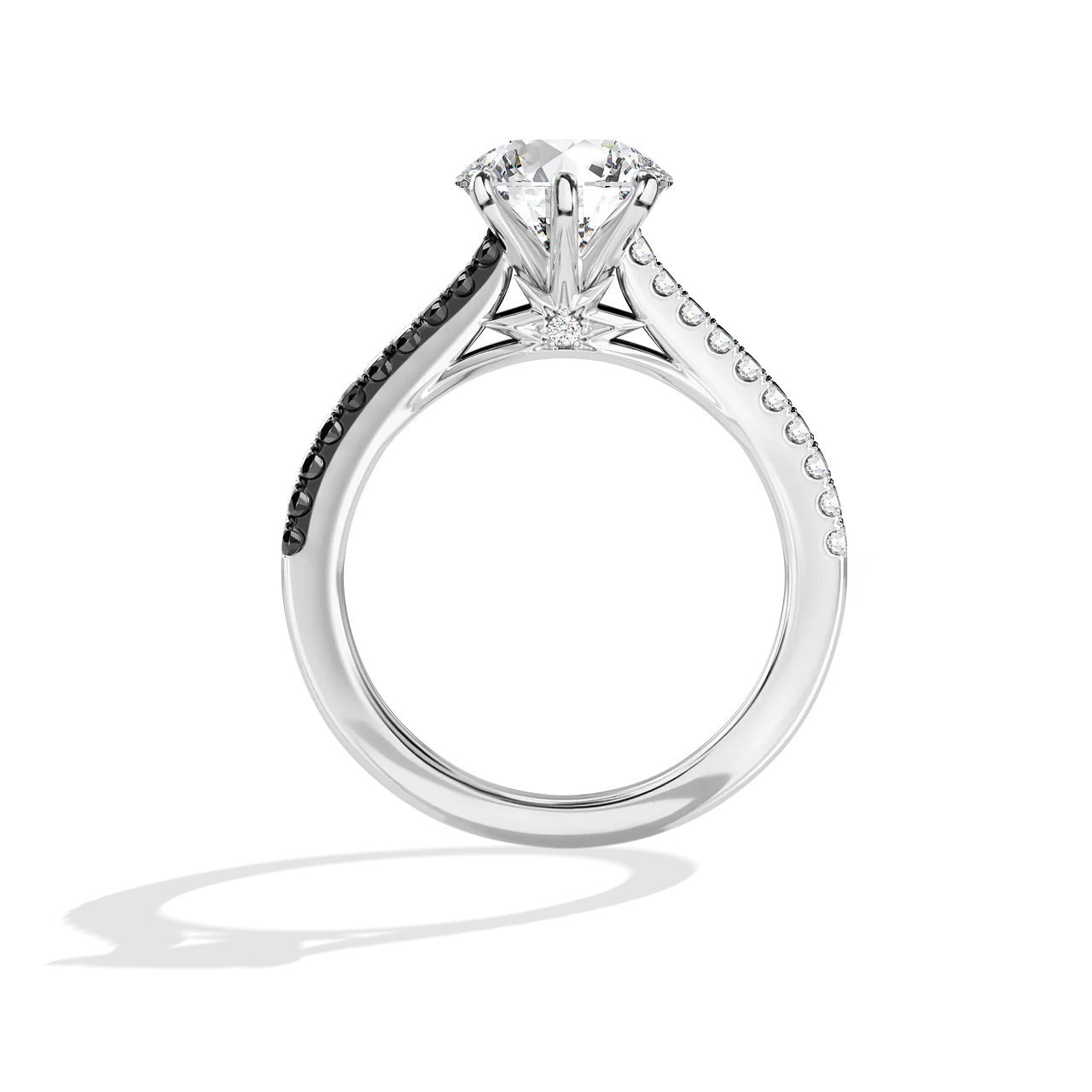 GALAXY STAR LAB GROWN DIAMONDS LIGHT X DARK 14K Gold with Black Rhodium, Black Spinel Women's Engagement Ring - Image 7