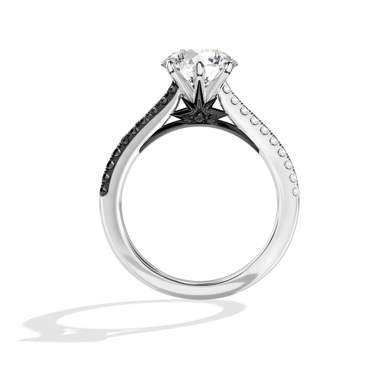 GALAXY STAR LAB GROWN DIAMONDS LIGHT X DARK 14K Gold with Black Rhodium, Black Spinel Women's Engagement Ring - Image 8