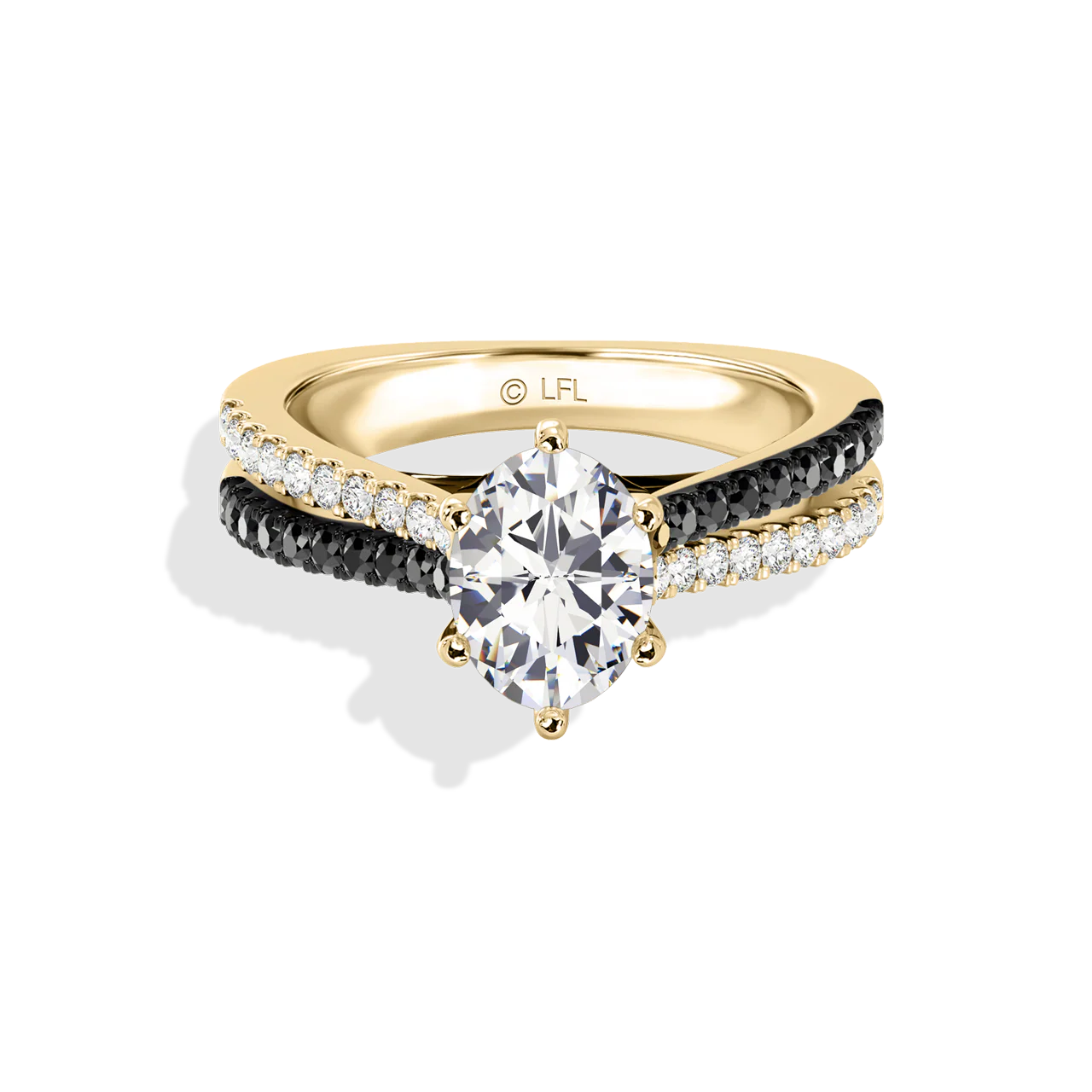 GALAXY STAR LAB GROWN DIAMONDS LIGHT X DARK 14K Gold with Black Rhodium, Black Spinel Women's Engagement Ring - Image 9