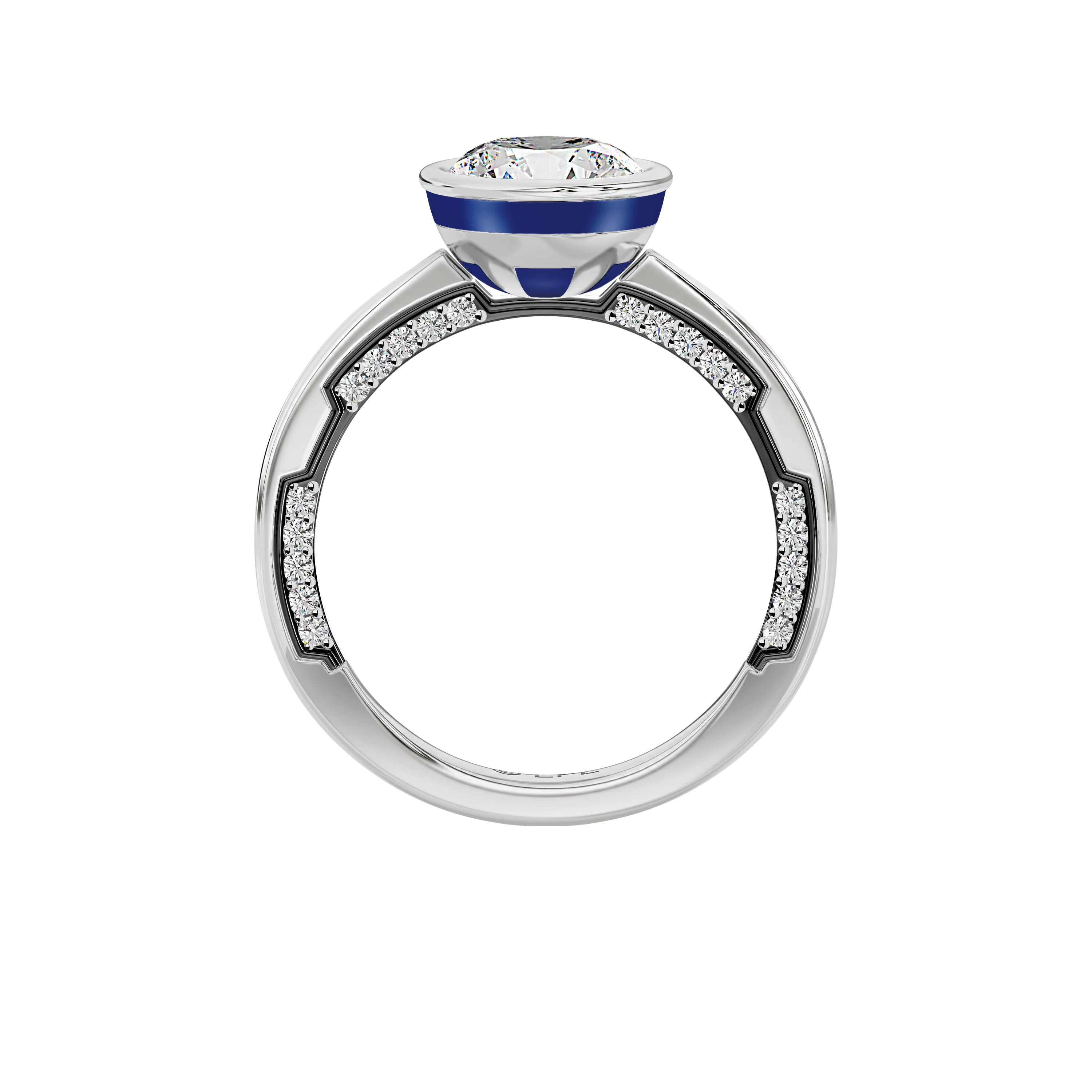 GALAXY STAR LAB GROWN DIAMONDS R2-D2™ 14K Gold with Black Rhodium and Blue Enamel Women's Engagement Ring - Image 2