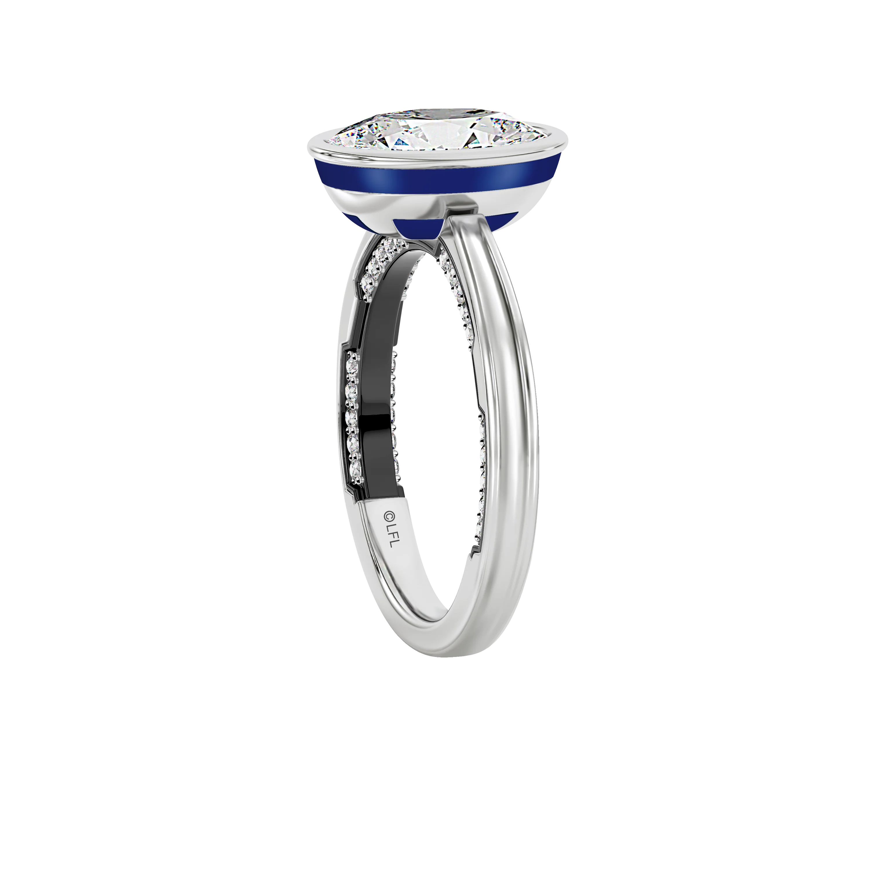 GALAXY STAR LAB GROWN DIAMONDS R2-D2™ 14K Gold with Black Rhodium and Blue Enamel Women's Engagement Ring - Image 3