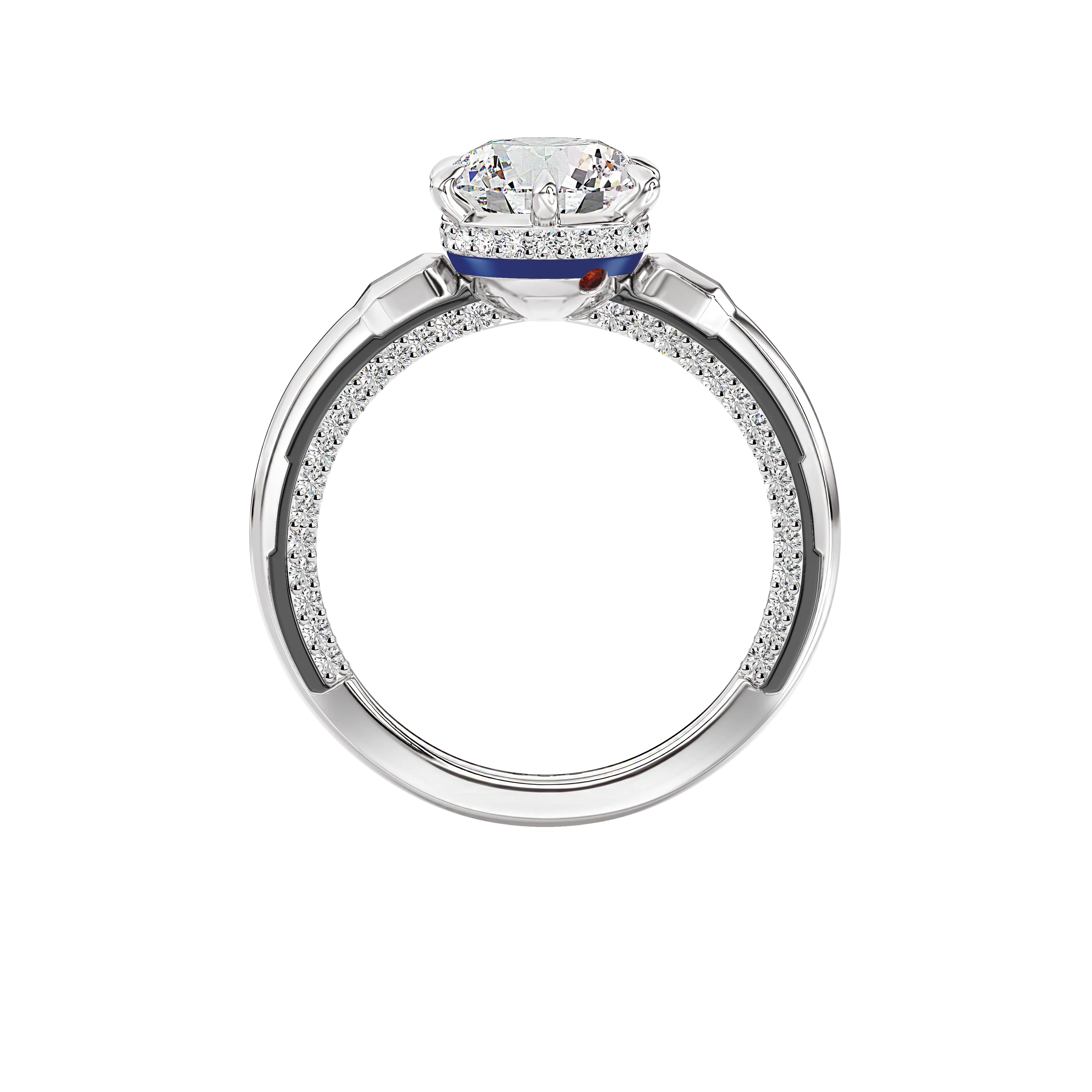 GALAXY STAR LAB GROWN DIAMONDS R2-D2™ 14K Gold with Black Rhodium, Garnet and Blue Enamel Women's Engagement Ring - Image 2