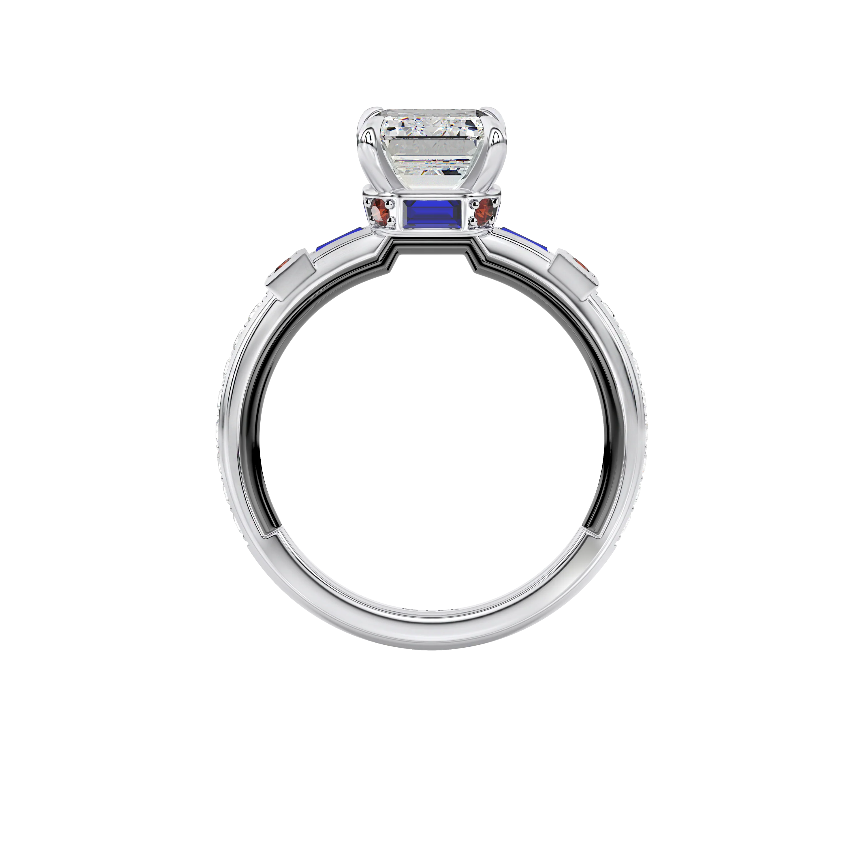 GALAXY STAR LAB GROWN DIAMONDS R2-D2™ 14K Gold with Black Rhodium, Garnet and Blue Sapphire Women's Engagement Ring - Image 2