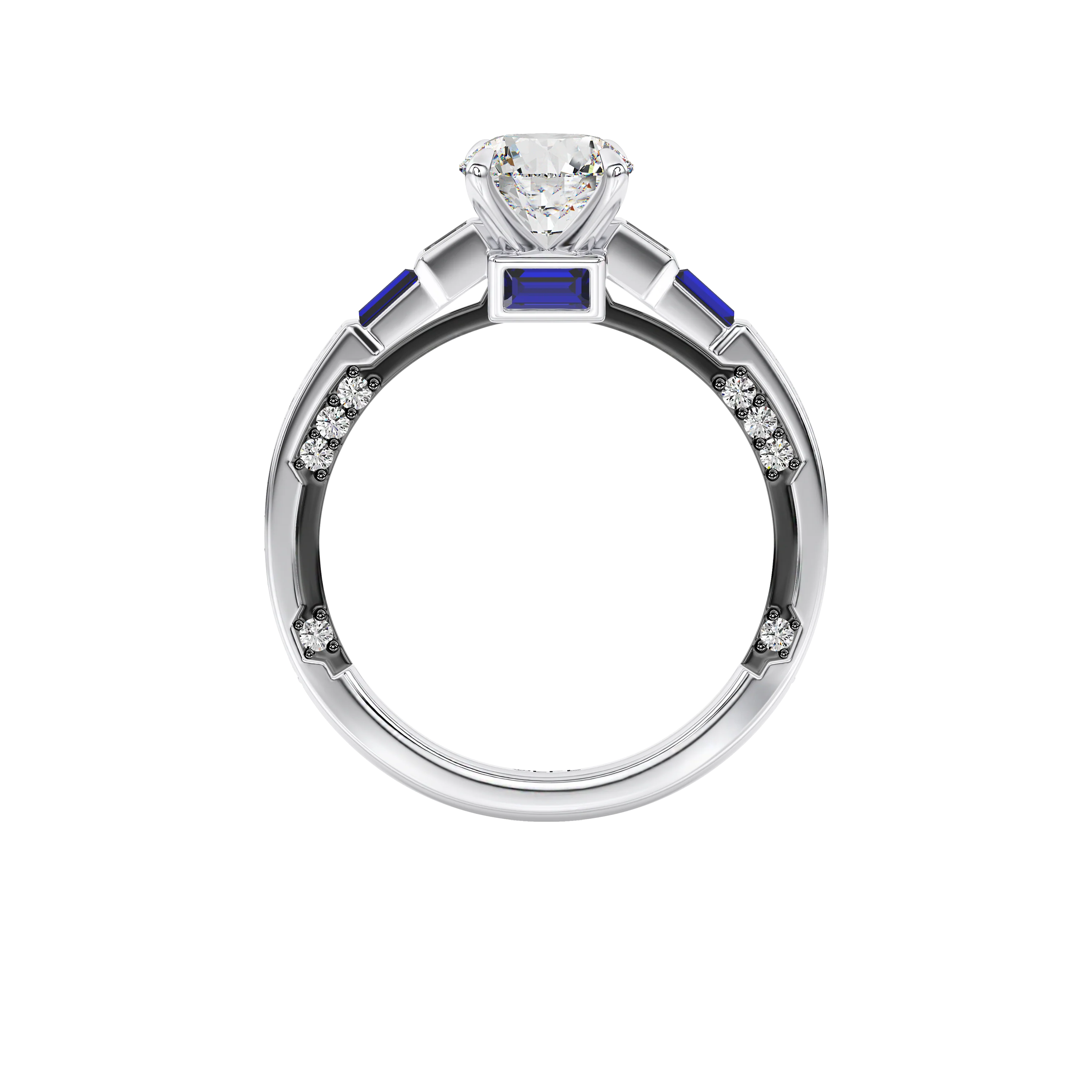 GALAXY STAR LAB GROWN DIAMONDS R2-D2™ 14K Gold with Black Rhodium, Garnet and Blue Sapphire Women's Engagement Ring - Image 2