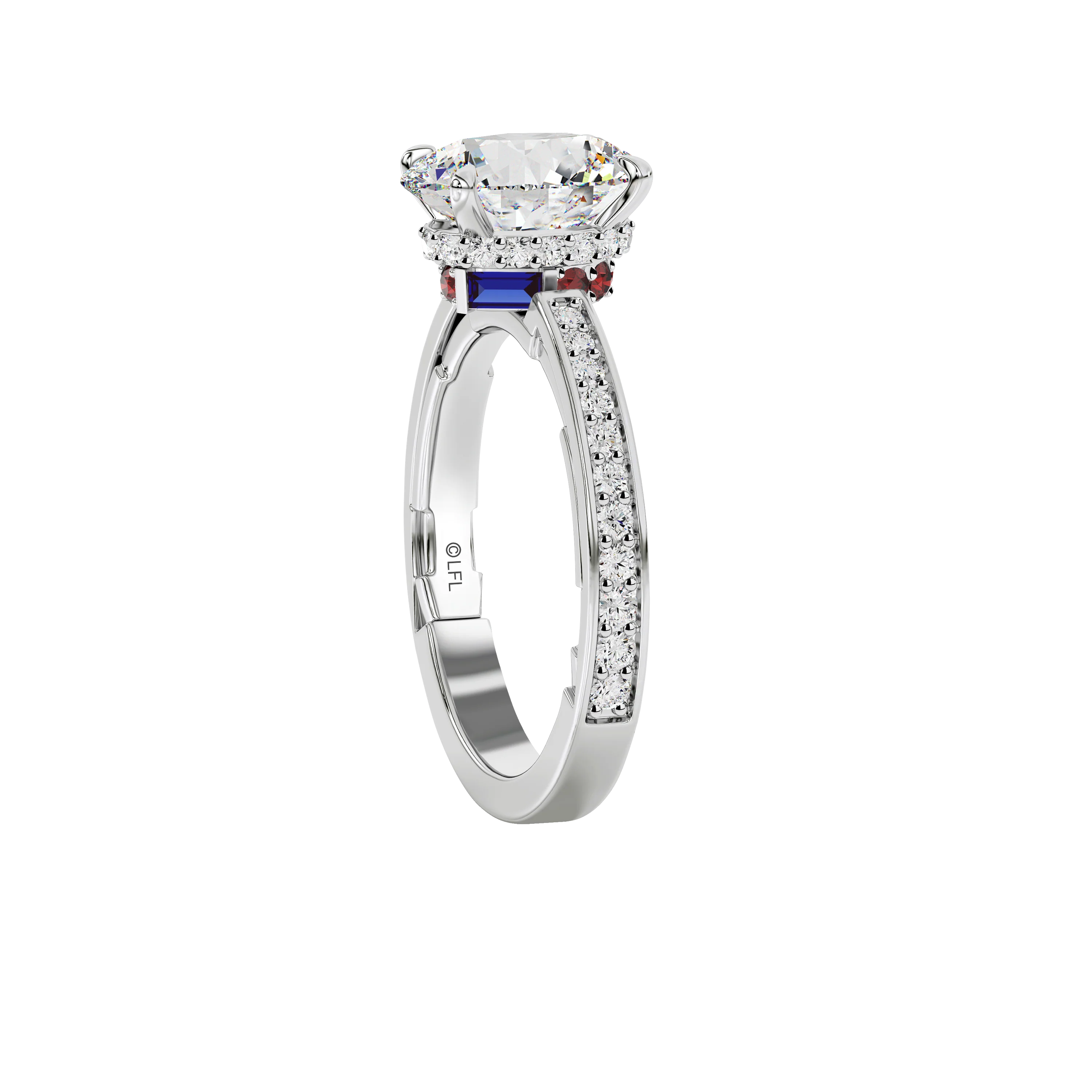 GALAXY STAR LAB GROWN DIAMONDS R2-D2™ 14K Gold with Garnet and Blue Sapphire Women's Engagement Ring - Image 3