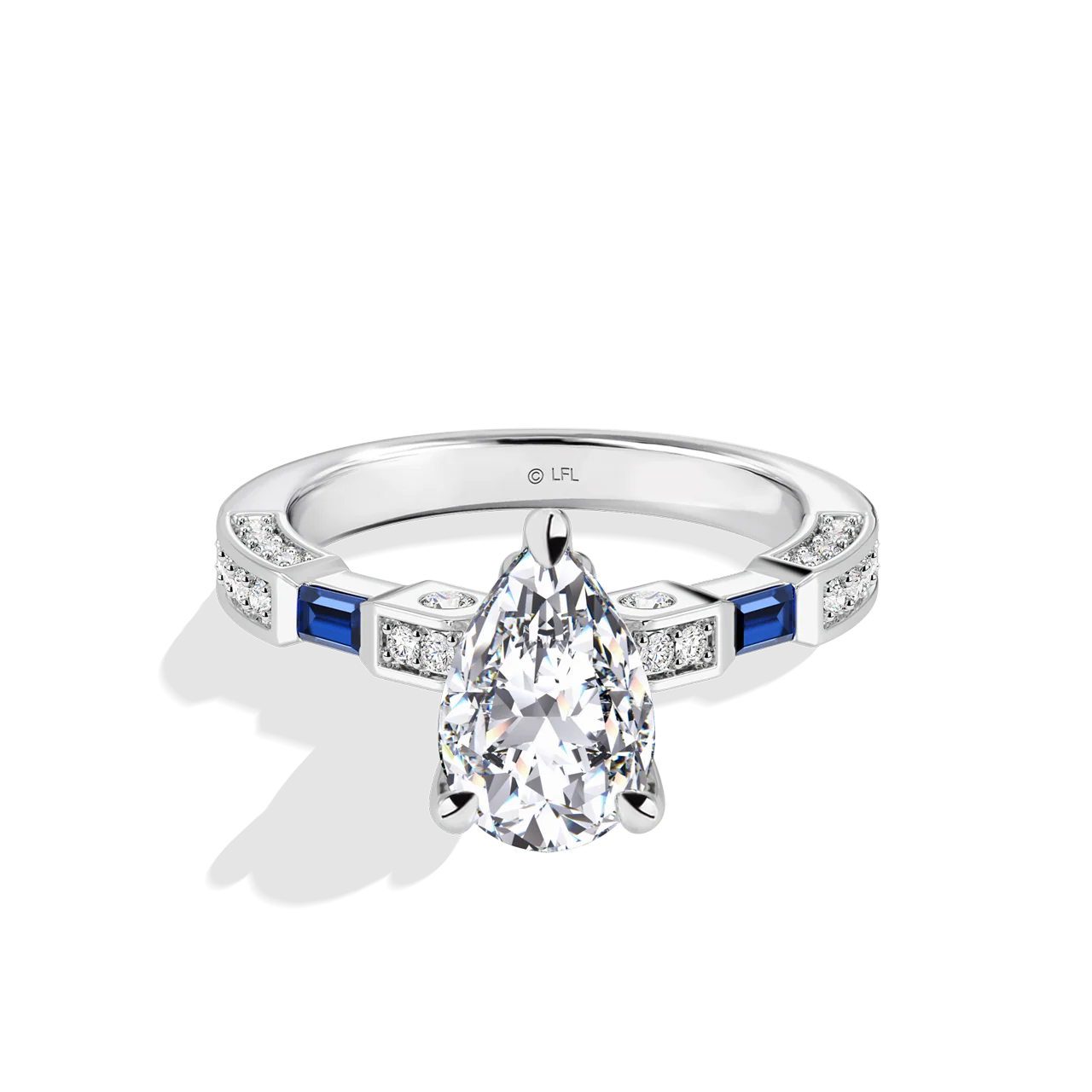 GALAXY STAR LAB GROWN DIAMONDS R2-D2 14K Gold, Blue Sapphire and Garnet Women's Engagement Ring - Image 10