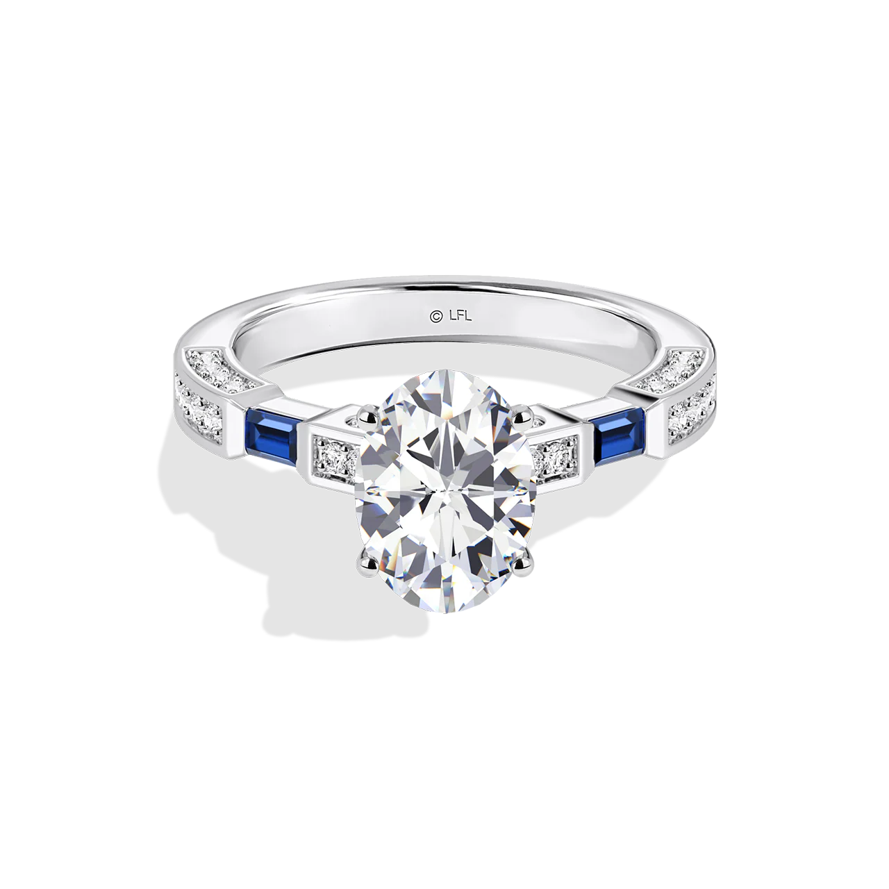 GALAXY STAR LAB GROWN DIAMONDS R2-D2 14K Gold, Blue Sapphire and Garnet Women's Engagement Ring - Image 7
