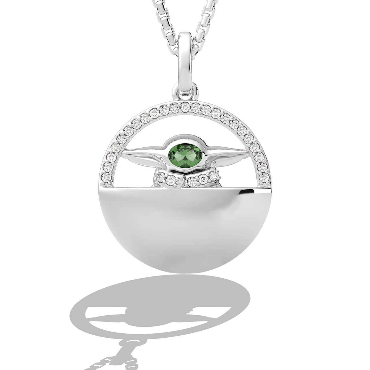GROGU™ WOMEN'S PENDANT 1/8 CT.TW. Diamonds, Green Tourmaline, Sterling Silver
