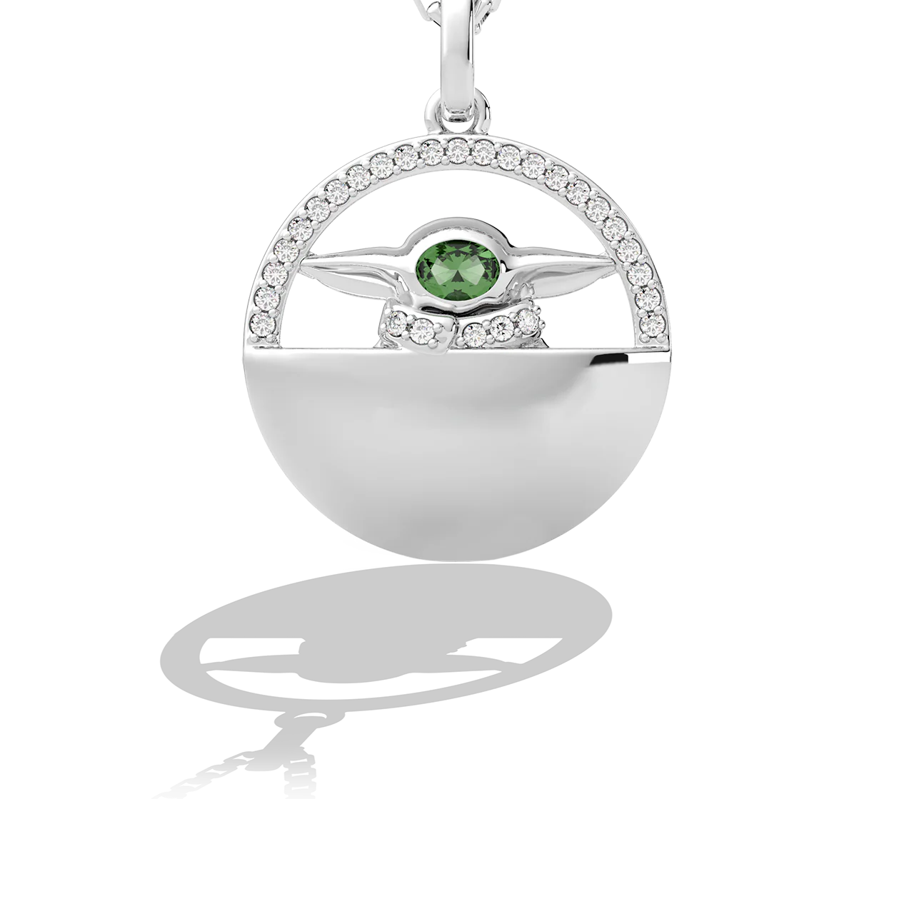 GROGU™ WOMEN'S PENDANT 1/8 CT.TW. Diamonds, Green Tourmaline, Sterling Silver - Image 2