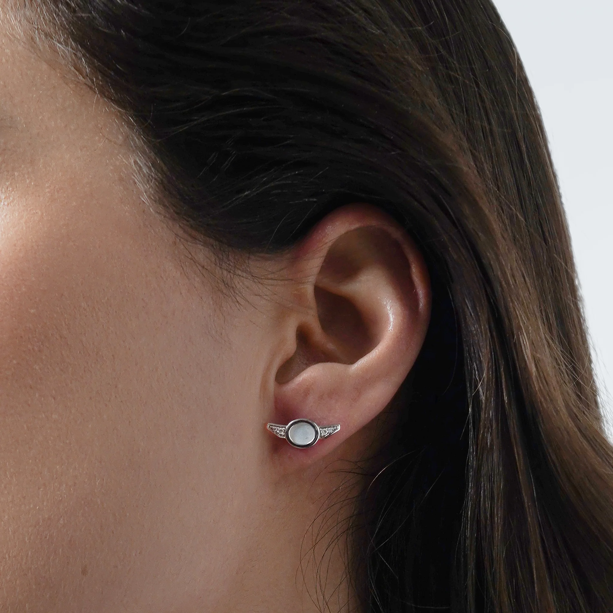 GROGU™ WOMEN'S EARRINGS Diamond Accent and Mother of Pearl, Sterling Silver - Image 2