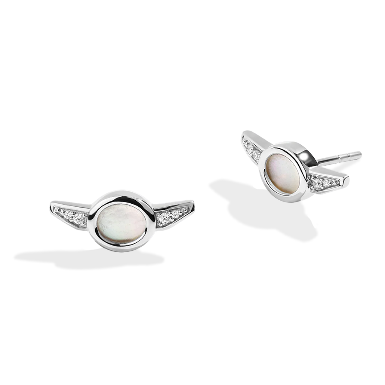 GROGU™ WOMEN'S EARRINGS Diamond Accent and Mother of Pearl, Sterling Silver - Image 3