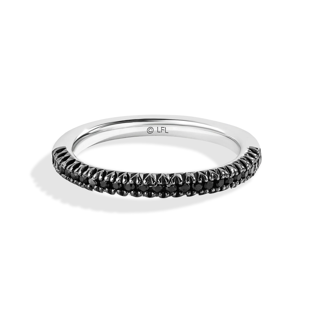 GUARDIANS OF LIGHT 1/5 CT.TW Black Diamond Wedding Band, 14K White Gold