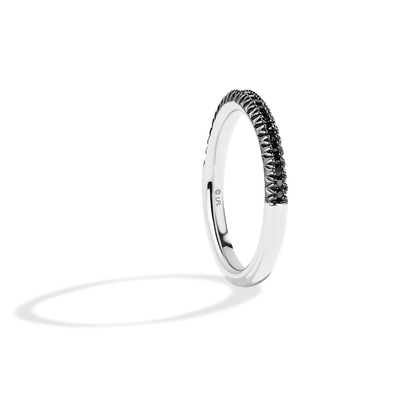 GUARDIANS OF LIGHT 1/5 CT.TW Black Diamond Wedding Band, 14K White Gold - Image 2