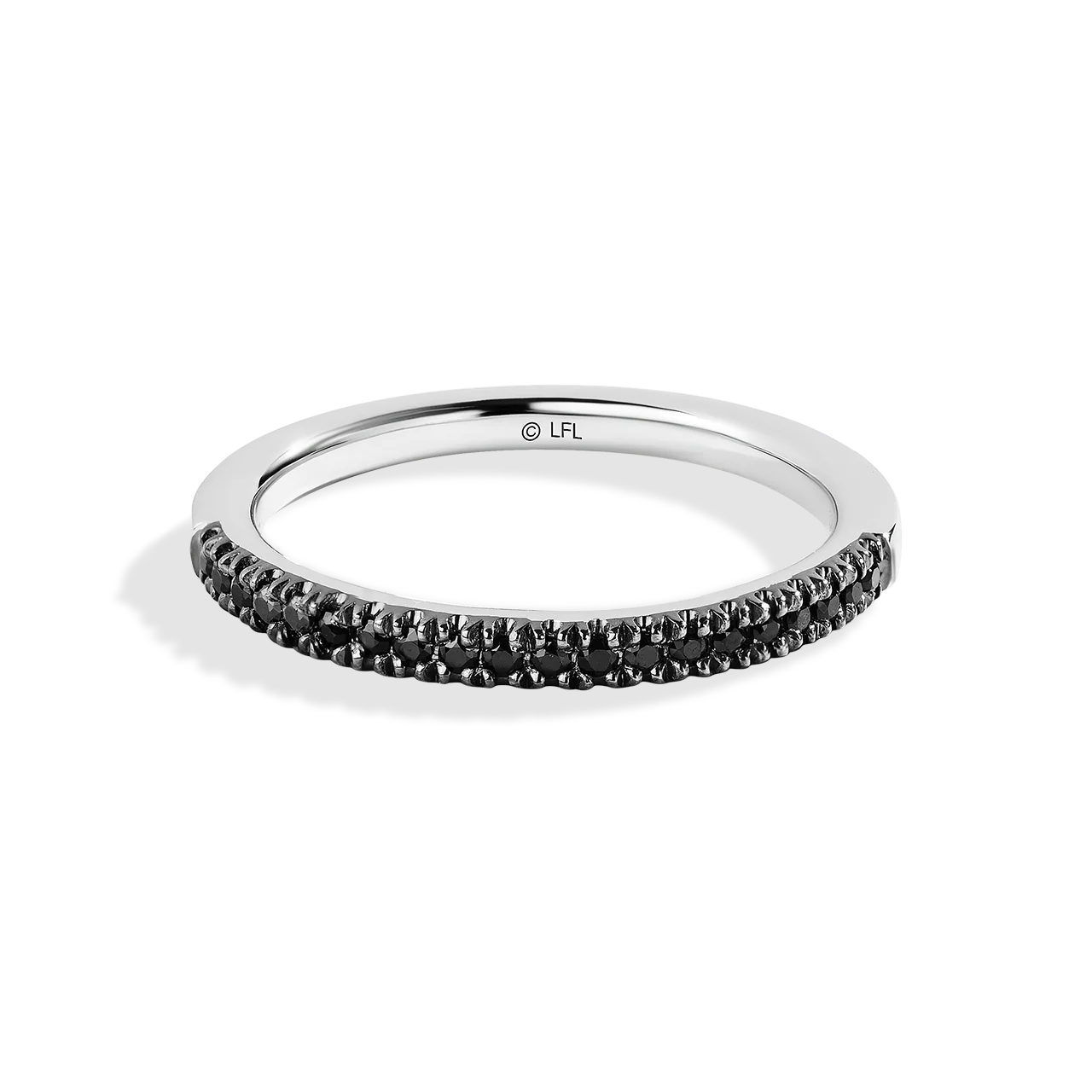 GUARDIANS OF LIGHT 1/5 CT.TW Black Diamond Wedding Band, 14K White Gold