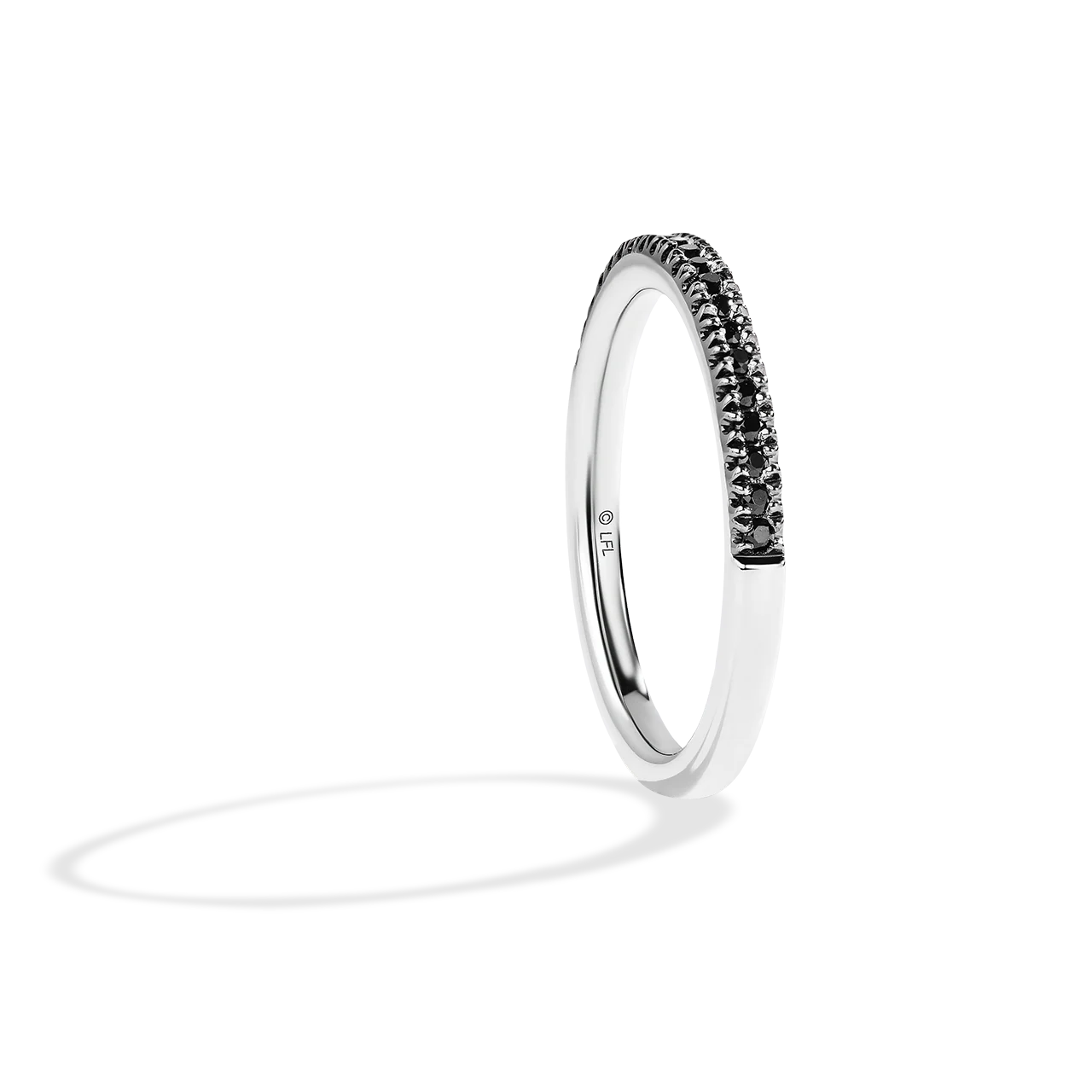GUARDIANS OF LIGHT 1/5 CT.TW Black Diamond Wedding Band, 14K White Gold - Image 3