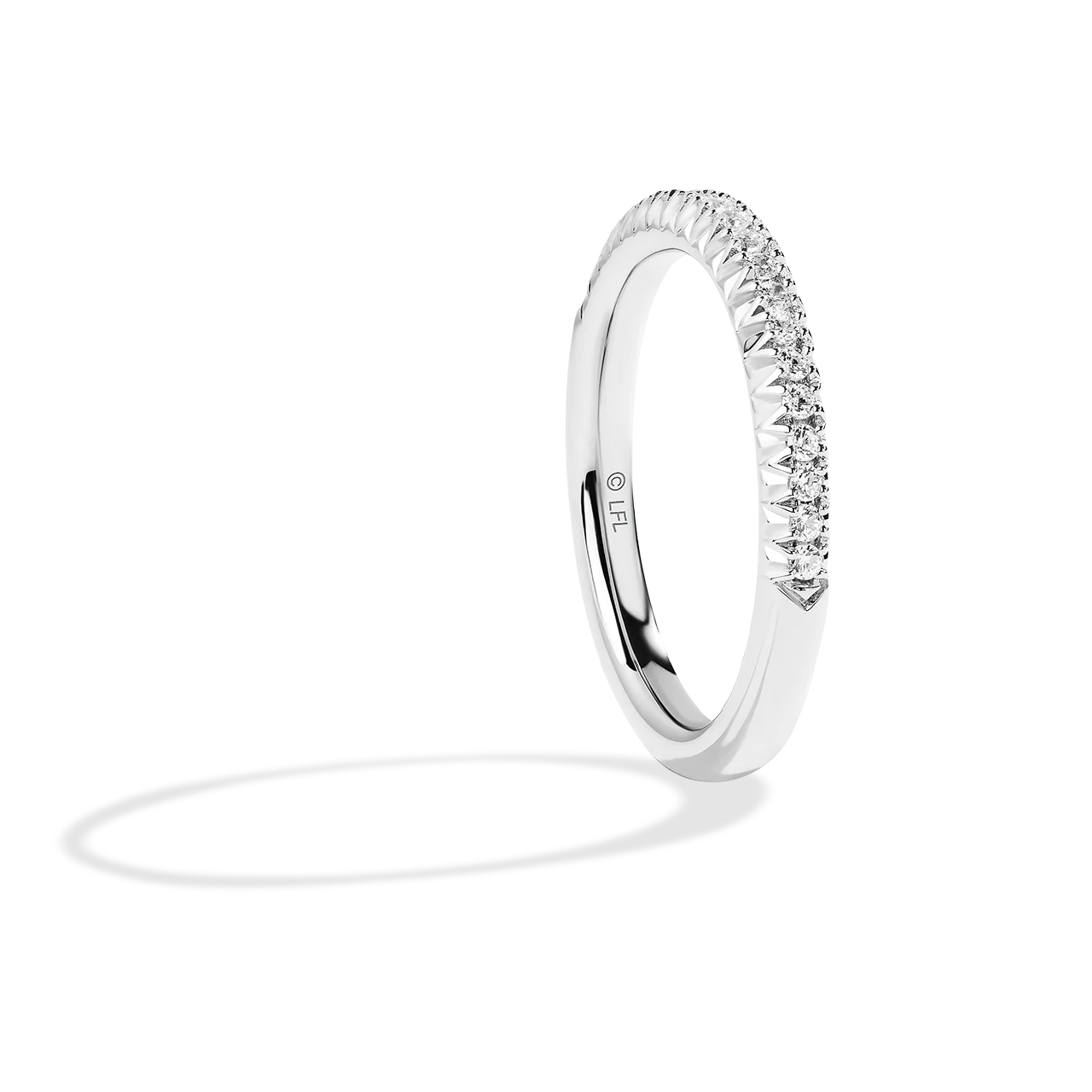 GUARDIANS OF LIGHT 1/5 CT.TW Diamond Wedding Band, 14K White Gold - Image 2