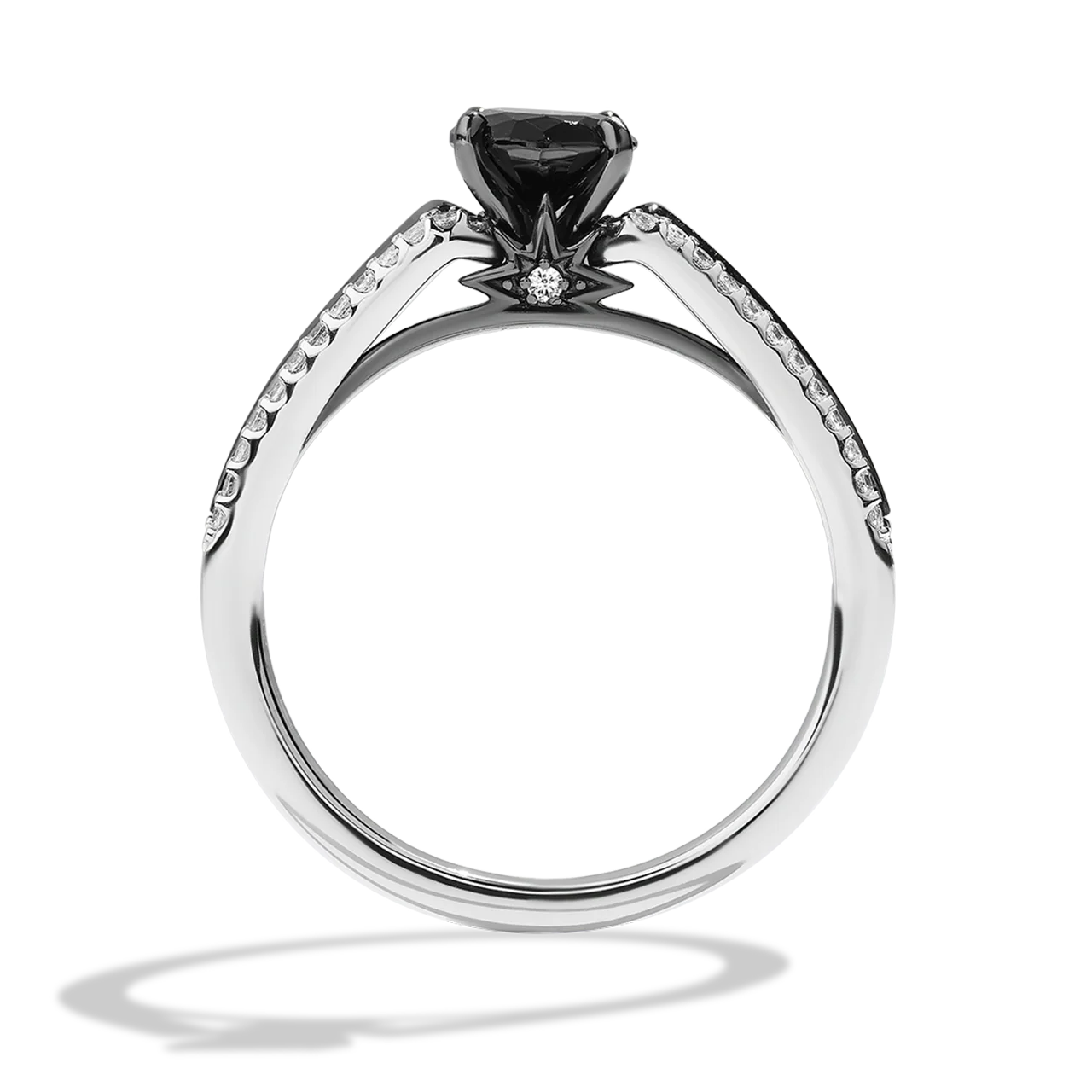 GUARDIANS OF LIGHT Diamond Engagement Ring, 1 CT.TW. Black and White Diamond, 14K White Gold with Black Rhodium - Image 3