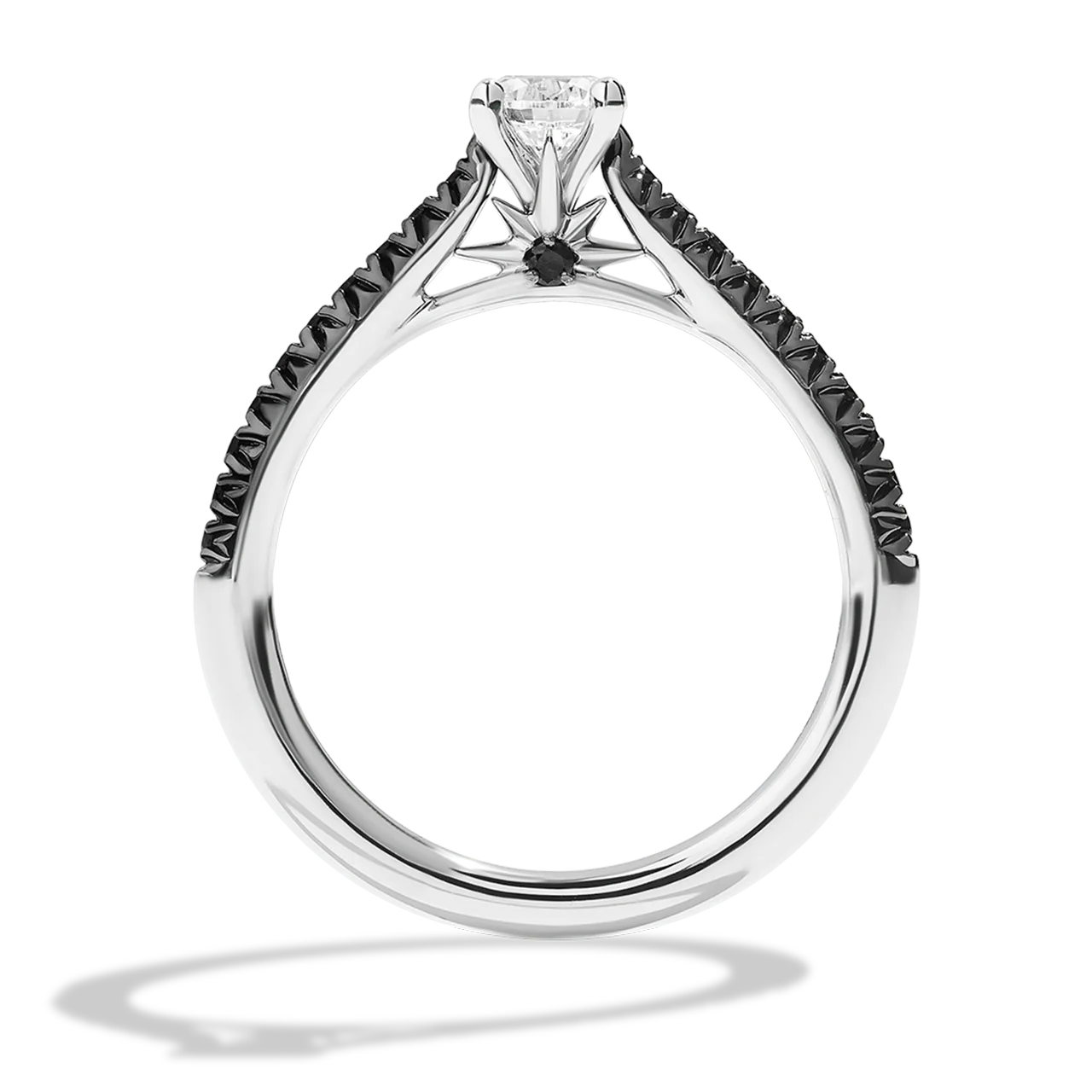 GUARDIANS OF LIGHT Diamond Engagement Ring, 3/4 CT.TW. Black and White Diamonds, 14K White Gold with Black Rhodium - Image 3