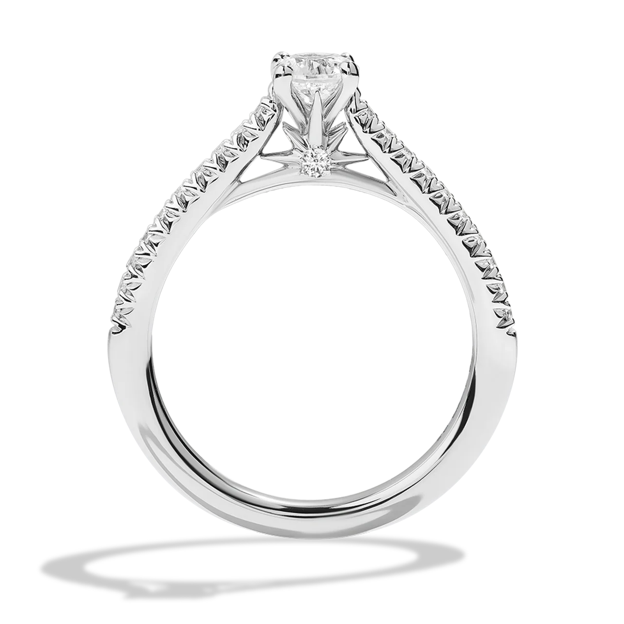 GUARDIANS OF LIGHT ENGAGEMENT RING 5/8 CT.TW. Black Rose Cut Diamond and White Diamonds, Garnet, 14k White Gold with Black Rhodium - Image 3