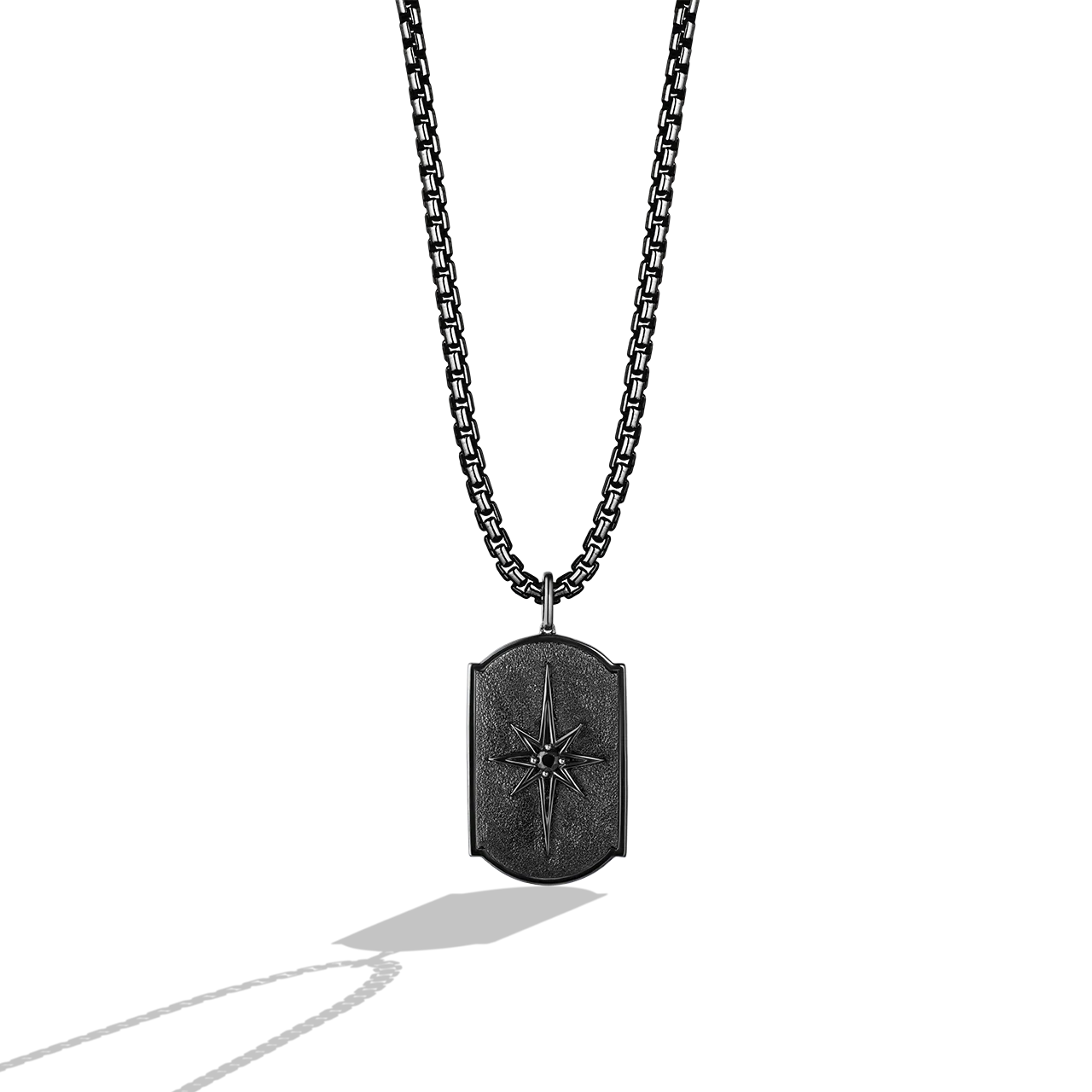 GUARDIANS OF LIGHT MEN'S PENDANT Black Diamond Accent, Sterling Silver with Black Rhodium