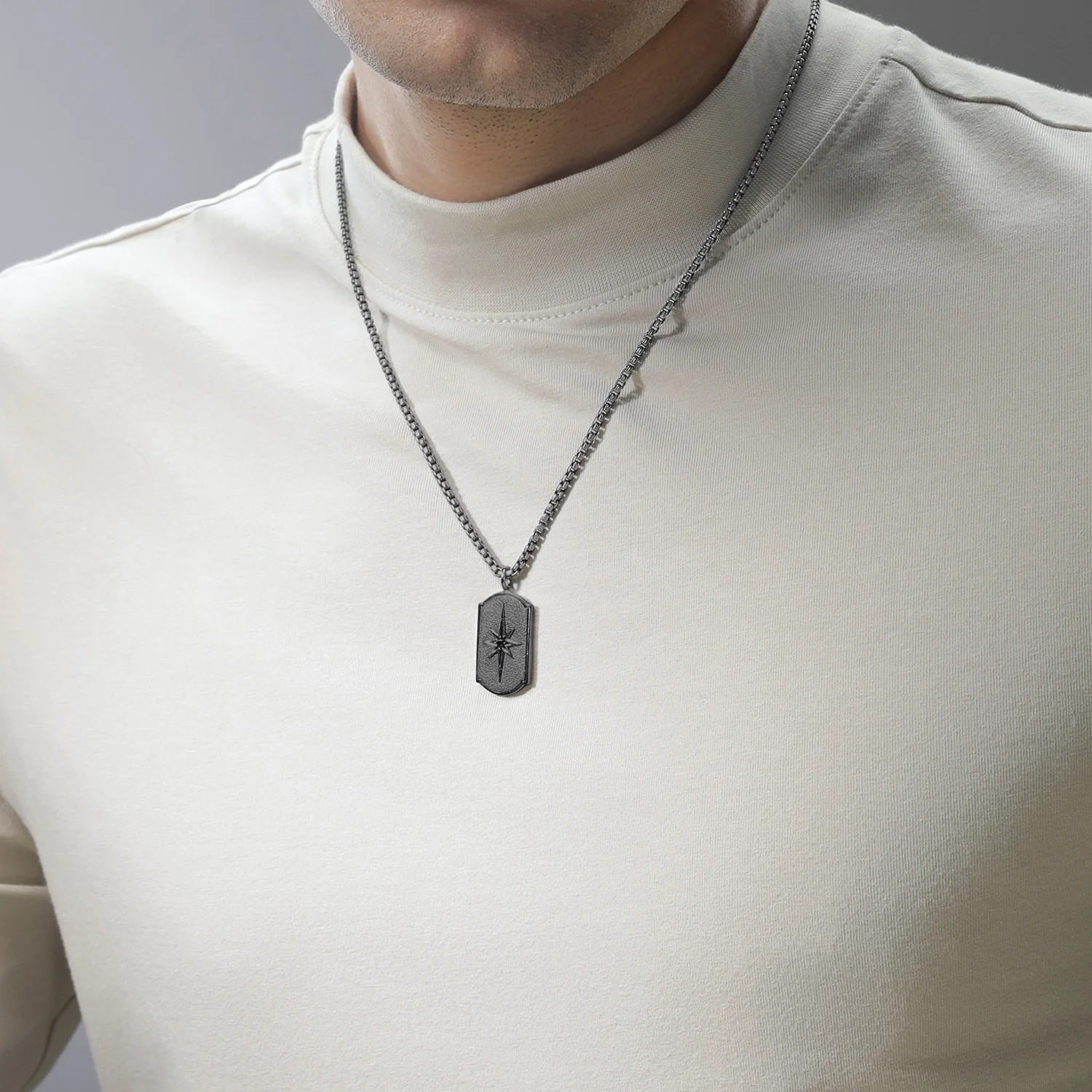 GUARDIANS OF LIGHT MEN'S PENDANT Black Diamond Accent, Sterling Silver with Black Rhodium - Image 2
