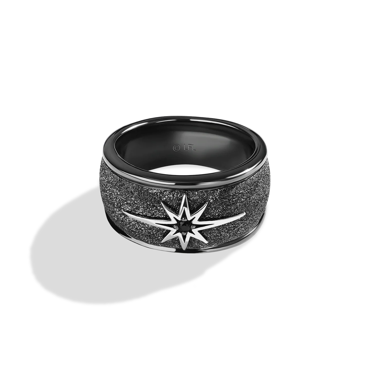 GUARDIANS OF LIGHT MEN'S RING Black Diamond Accent, Sterling Silver with Black Rhodium