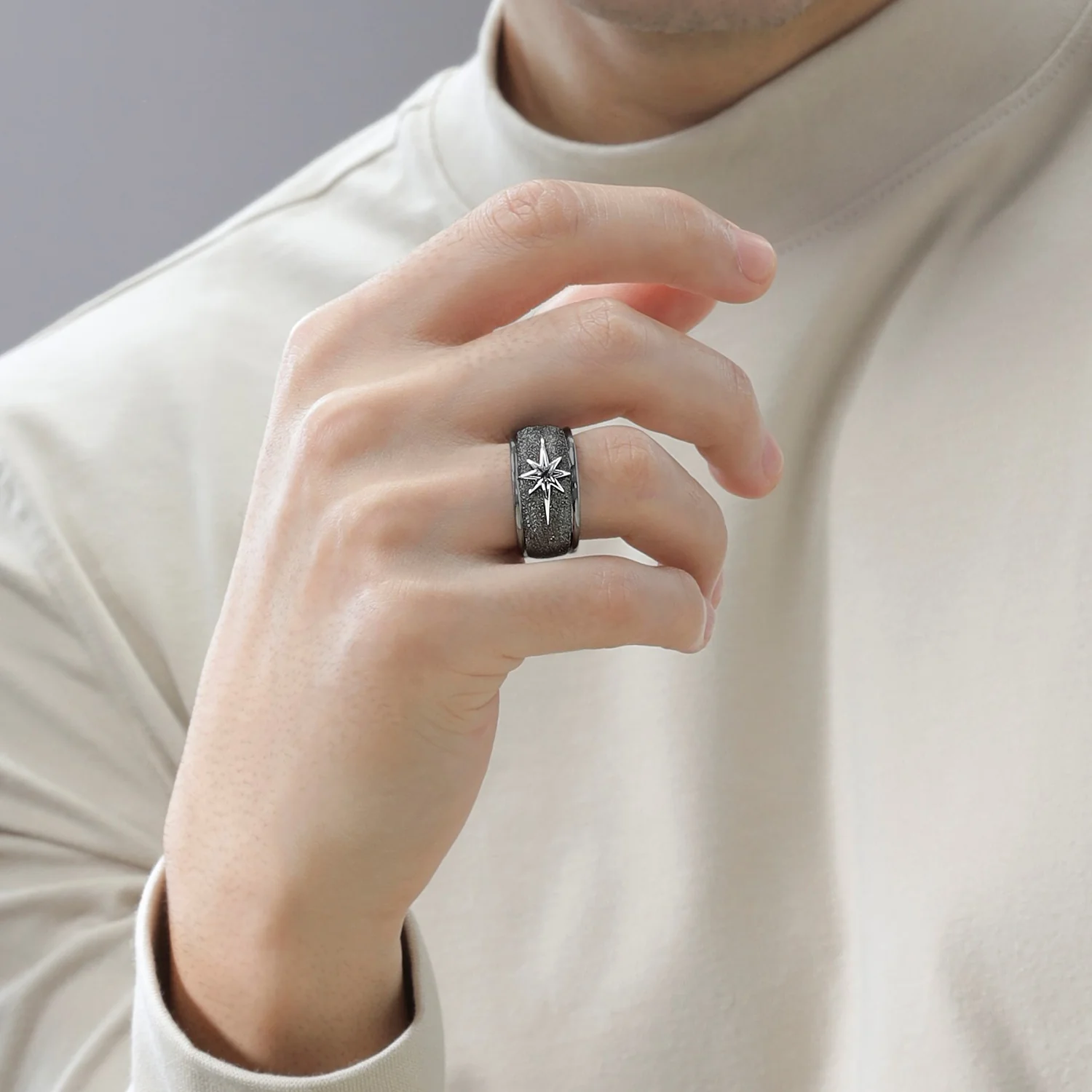 GUARDIANS OF LIGHT MEN'S RING Black Diamond Accent, Sterling Silver with Black Rhodium - Image 2