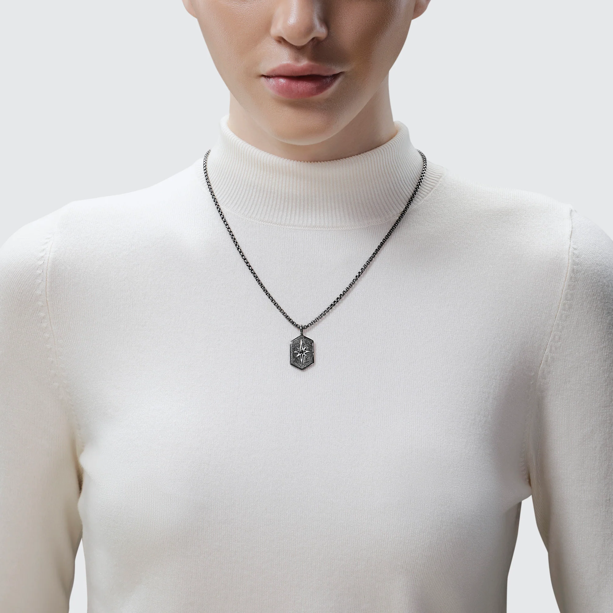 GUARDIANS OF LIGHT MEN'S/WOMEN'S PENDANT Black Diamond Accent, Sterling Silver with Black Rhodium - Image 3