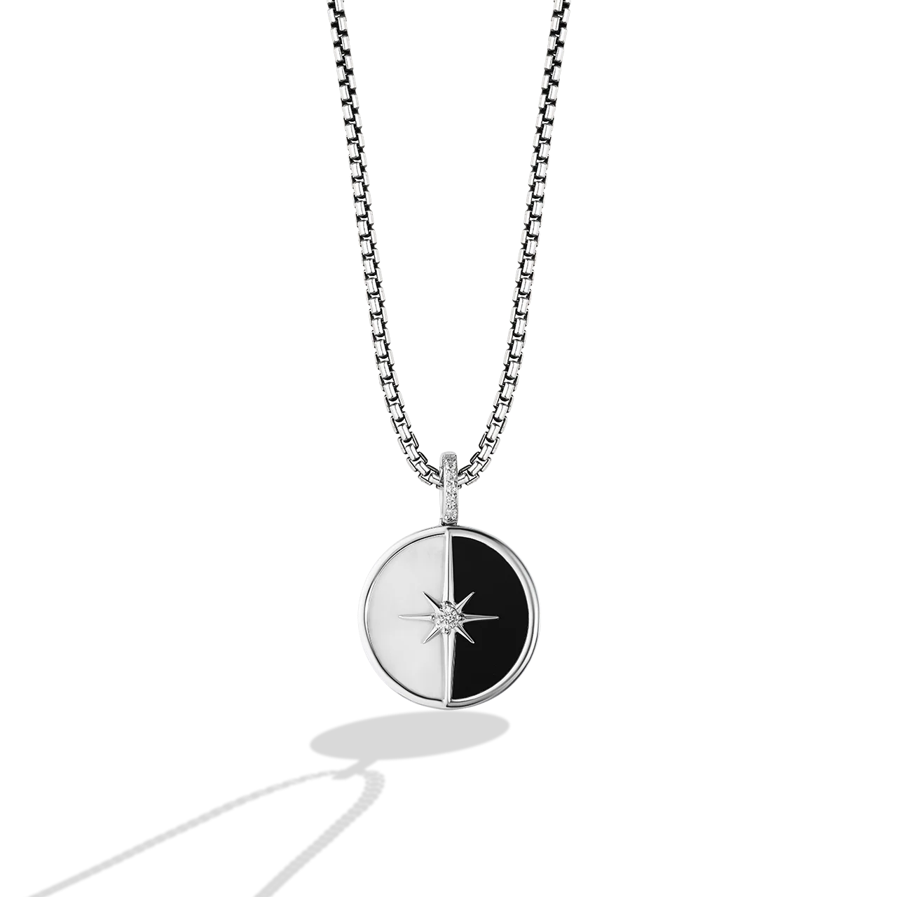 GUARDIANS OF LIGHT MEN'S/WOMEN'S PENDANT Diamond Accent, Onyx, Mother of Pearl, Sterling Silver