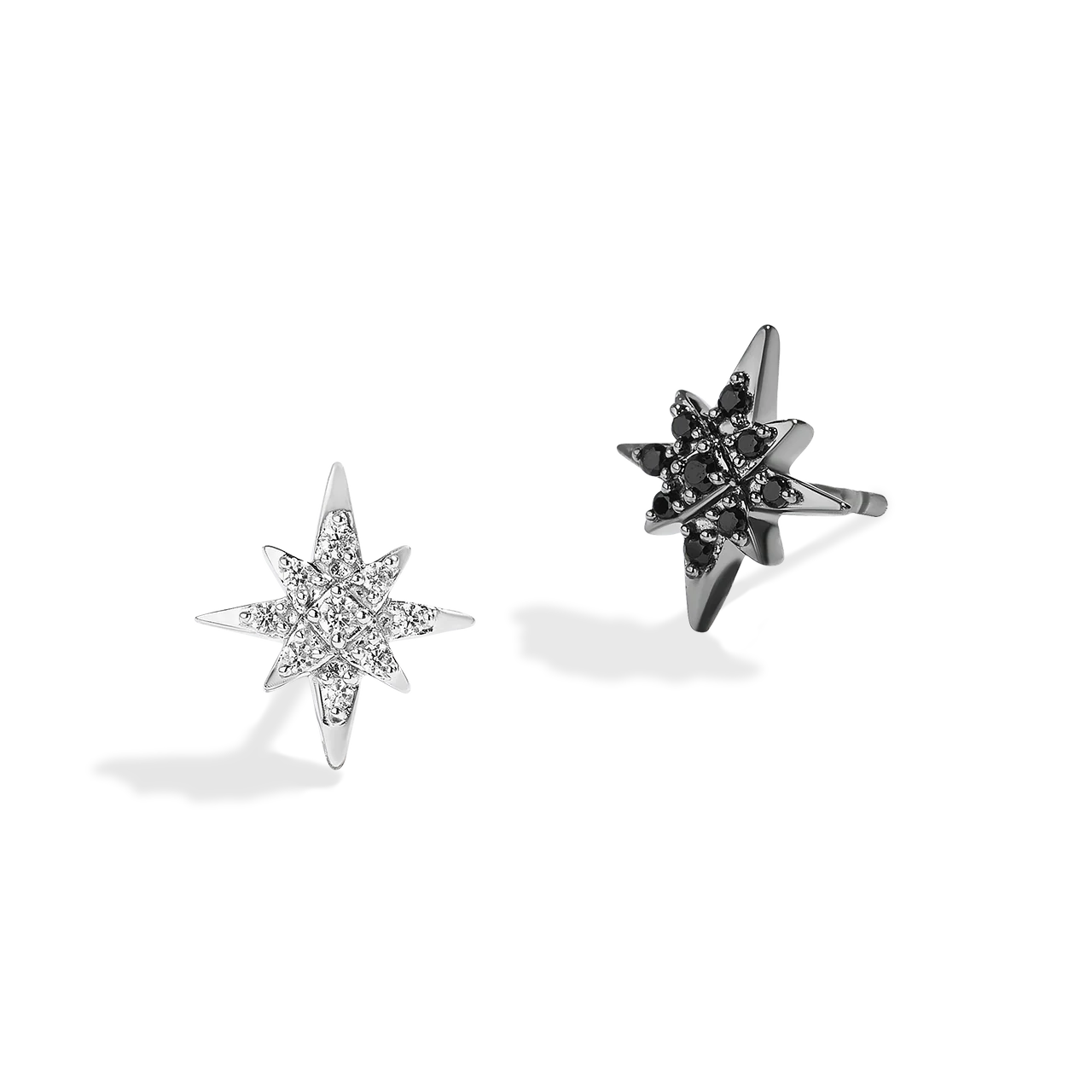 GUARDIANS OF LIGHT WOMEN'S EARRINGS 1/5 CT.TW. Black and White Diamonds, Sterling Silver - Image 2