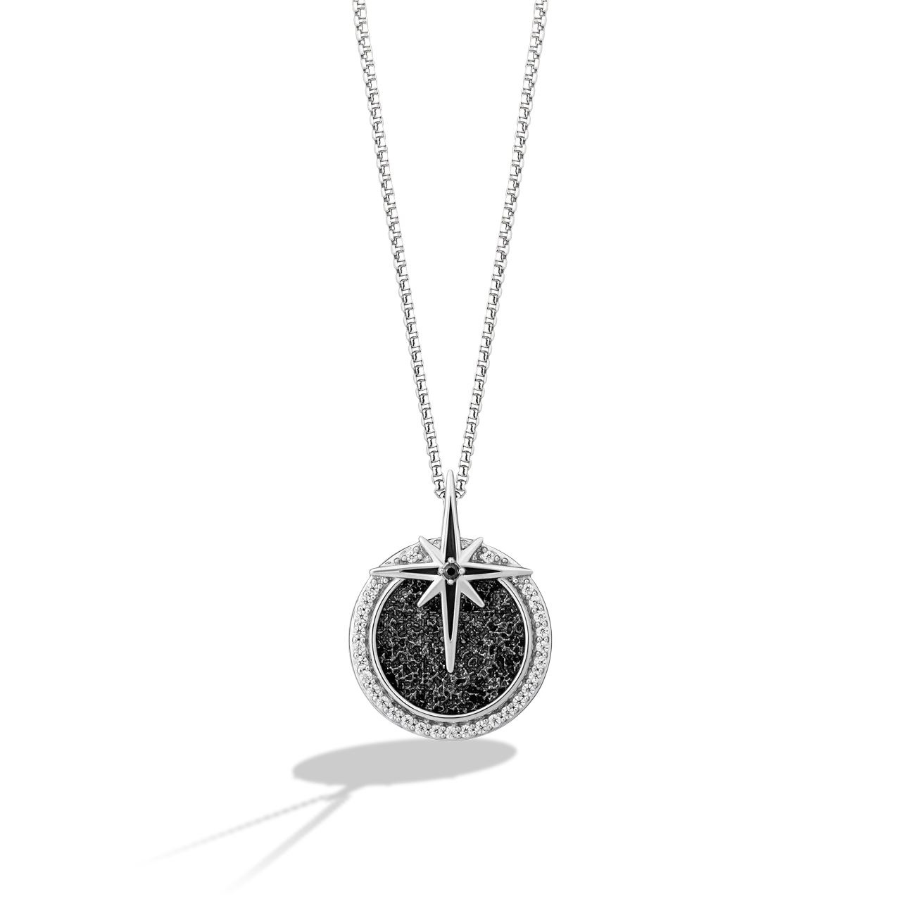 GUARDIANS OF LIGHT WOMEN'S NECKLACE 1/6 CT.TW. White Diamonds Silver and Black Rhodium