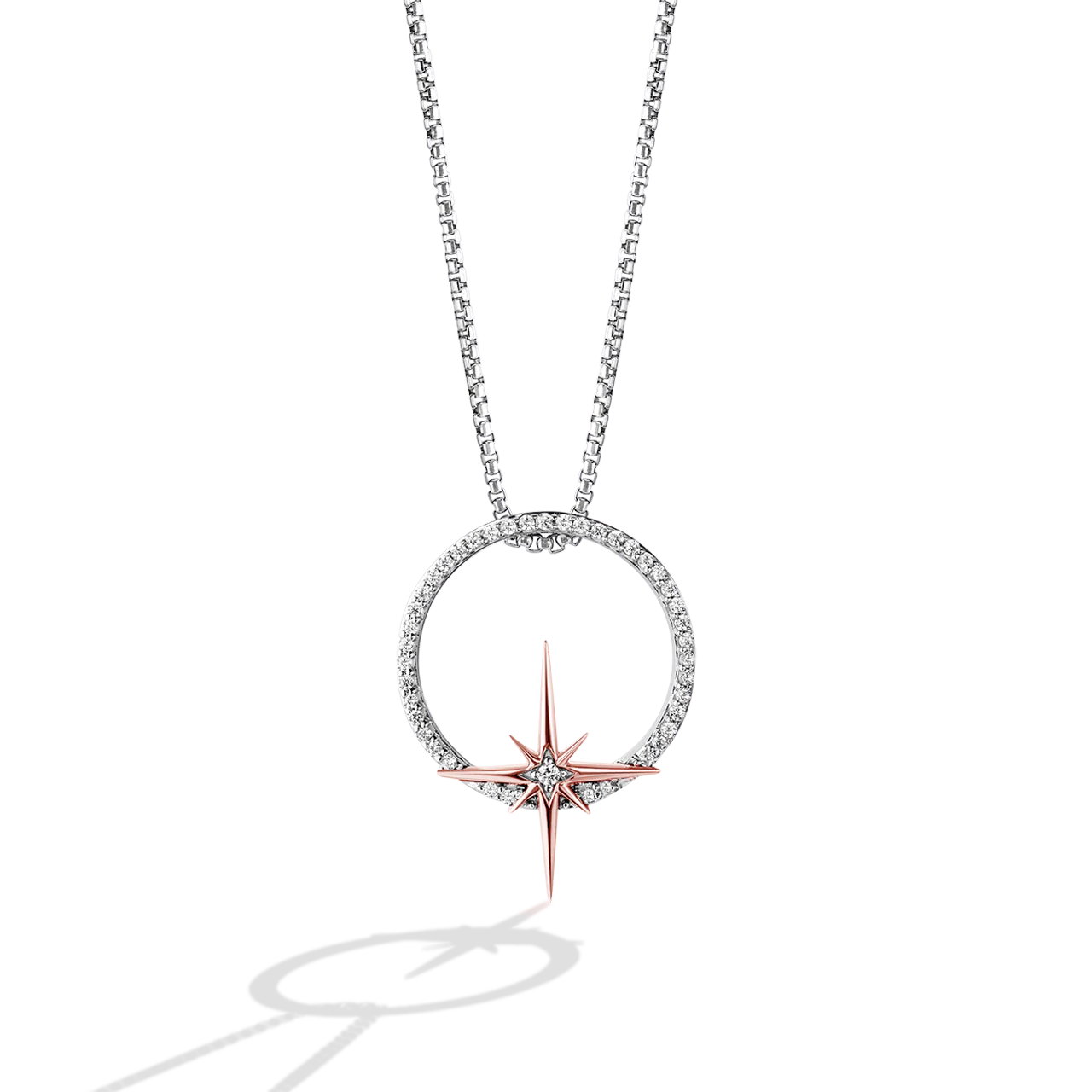 GUARDIANS OF LIGHT WOMEN'S PENDANT 1/10 CT.TW. White Diamonds Silver and 10K Rose Gold