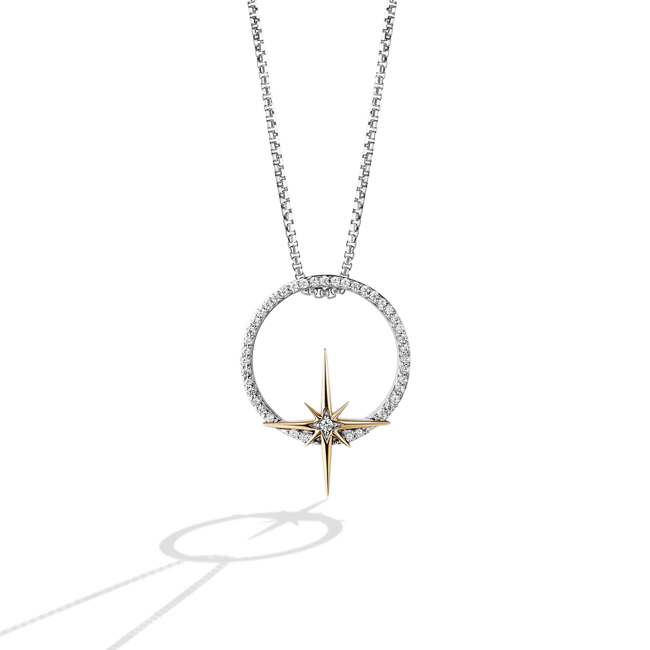 GUARDIANS OF LIGHT WOMEN'S PENDANT 1/10 CT.TW. White Diamonds Silver and 10K Yellow Gold