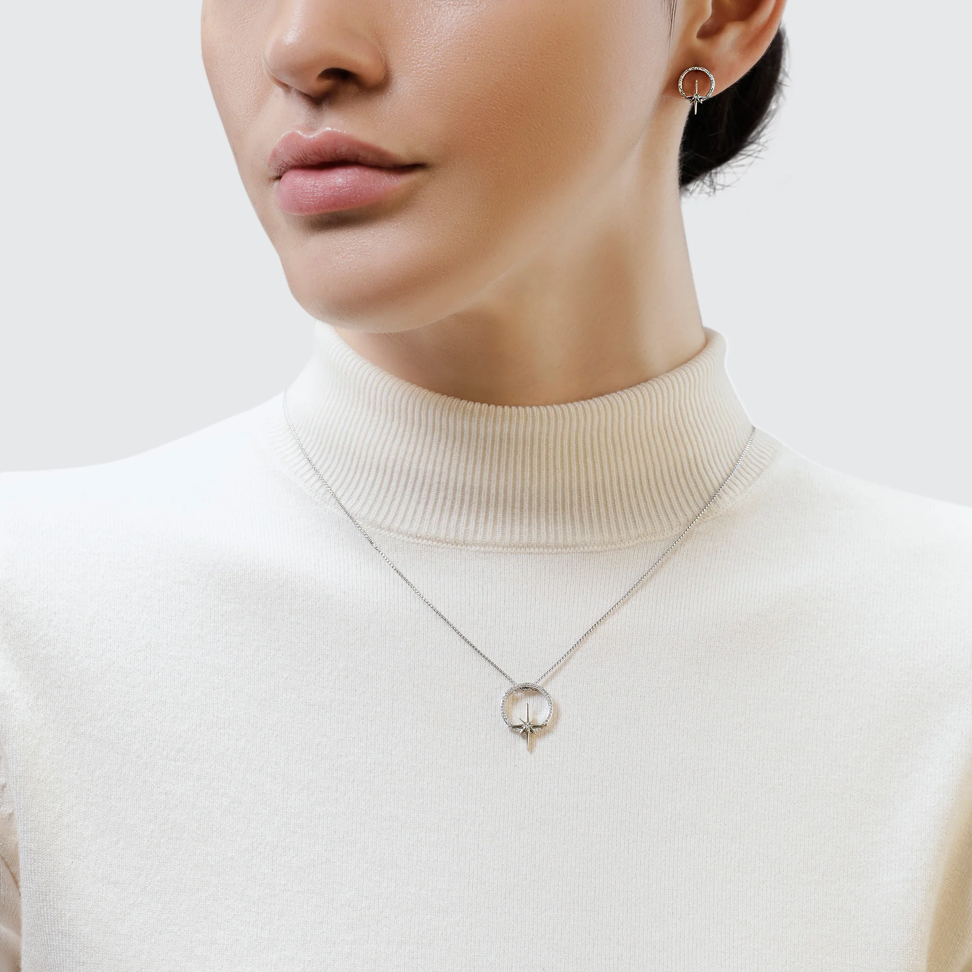 GUARDIANS OF LIGHT WOMEN'S PENDANT 1/10 CT.TW. White Diamonds Silver and 10K Yellow Gold - Image 2