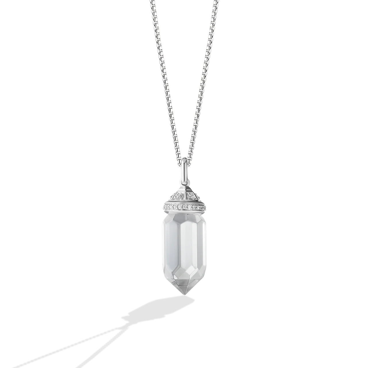 GUARDIANS OF LIGHT WOMEN'S PENDANT 1/8 CT.TW. Diamonds, White Topaz, Sterling Silver