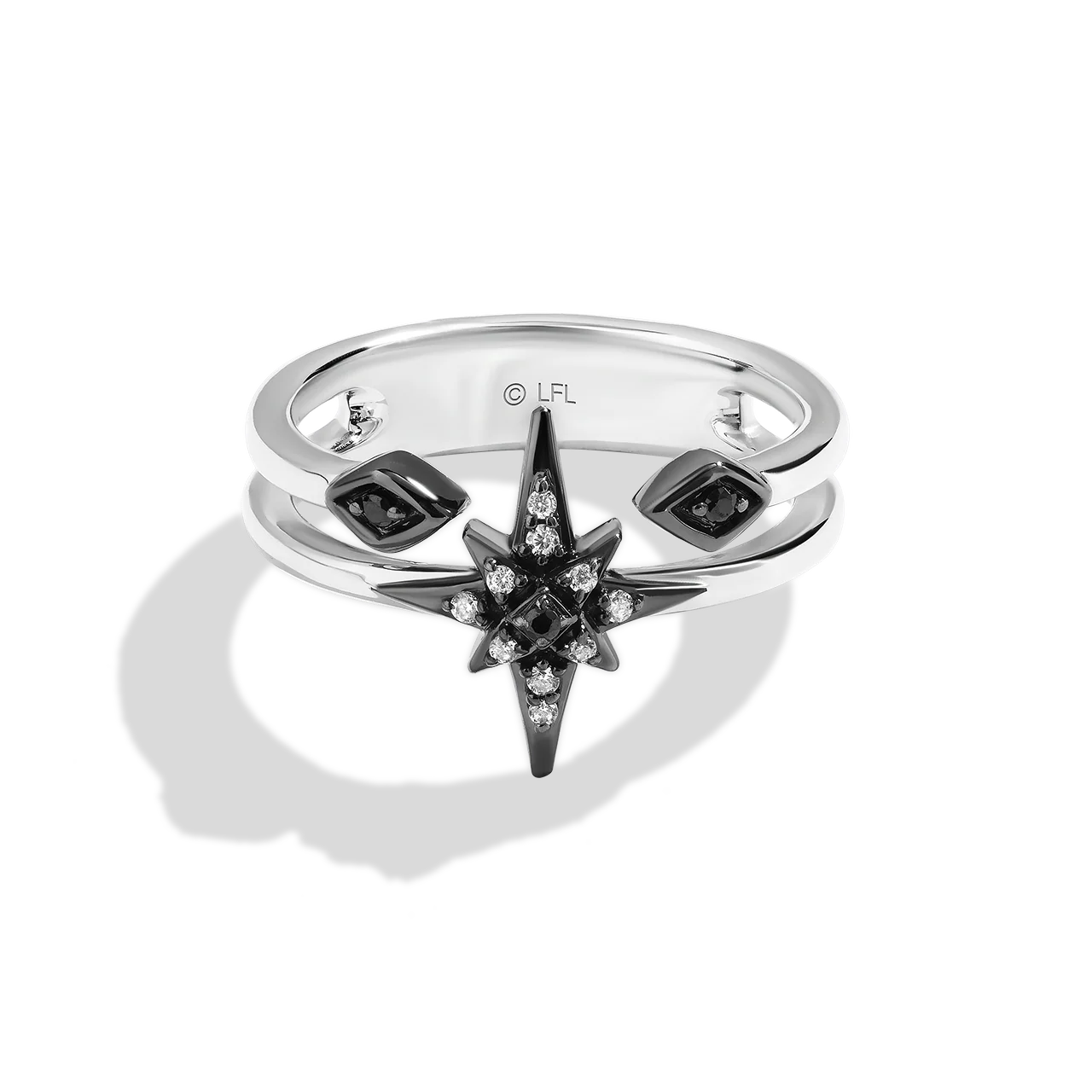 GUARDIANS OF LIGHT WOMEN'S RING 1/10 CT.TW. Black and White Diamonds, Sterling Silver