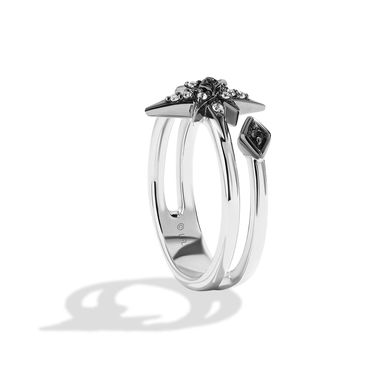 GUARDIANS OF LIGHT WOMEN'S RING 1/10 CT.TW. Black and White Diamonds, Sterling Silver - Image 2