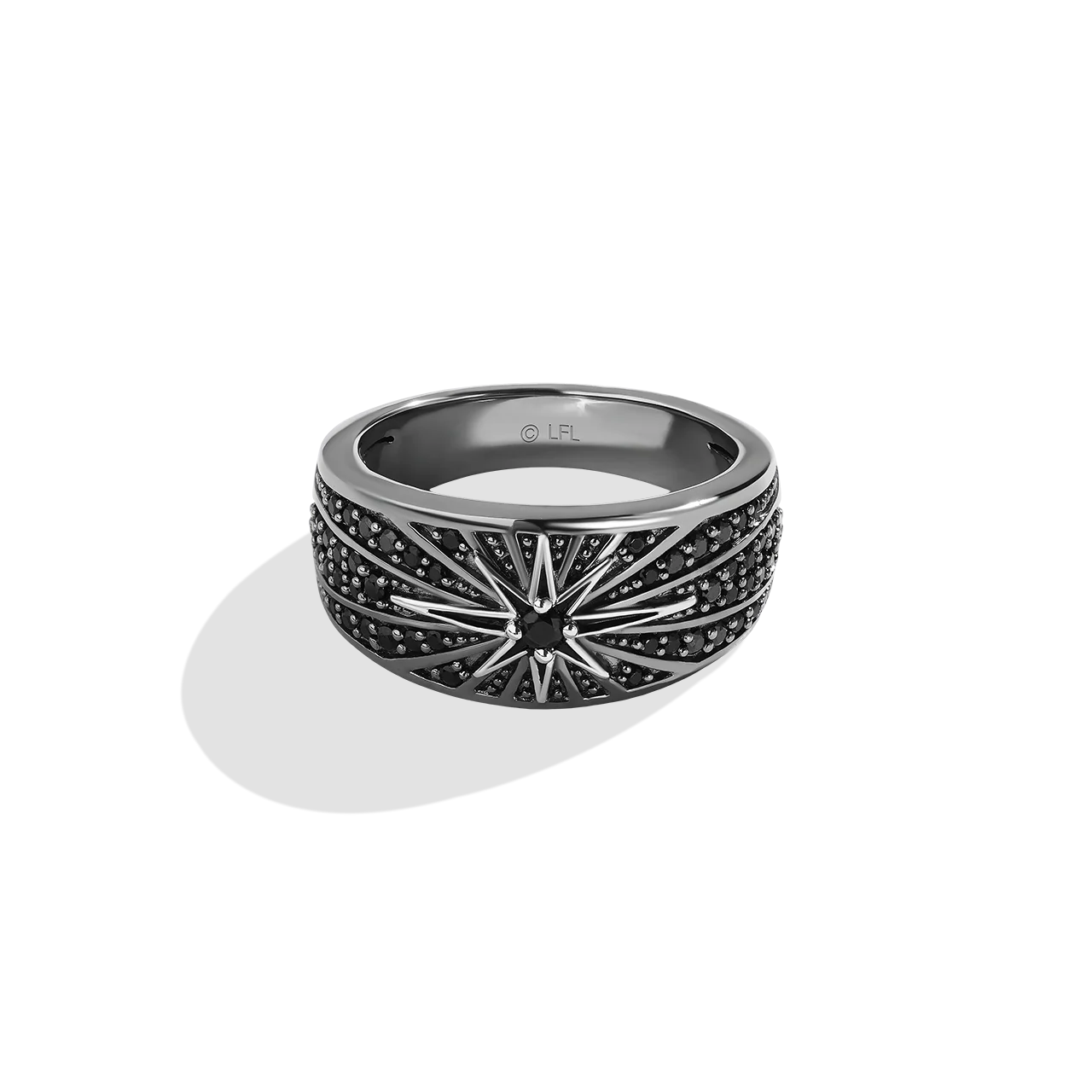 GUARDIANS OF LIGHT WOMEN'S RING 1/2 CT.TW. Black Diamonds, Onyx, Sterling Silver