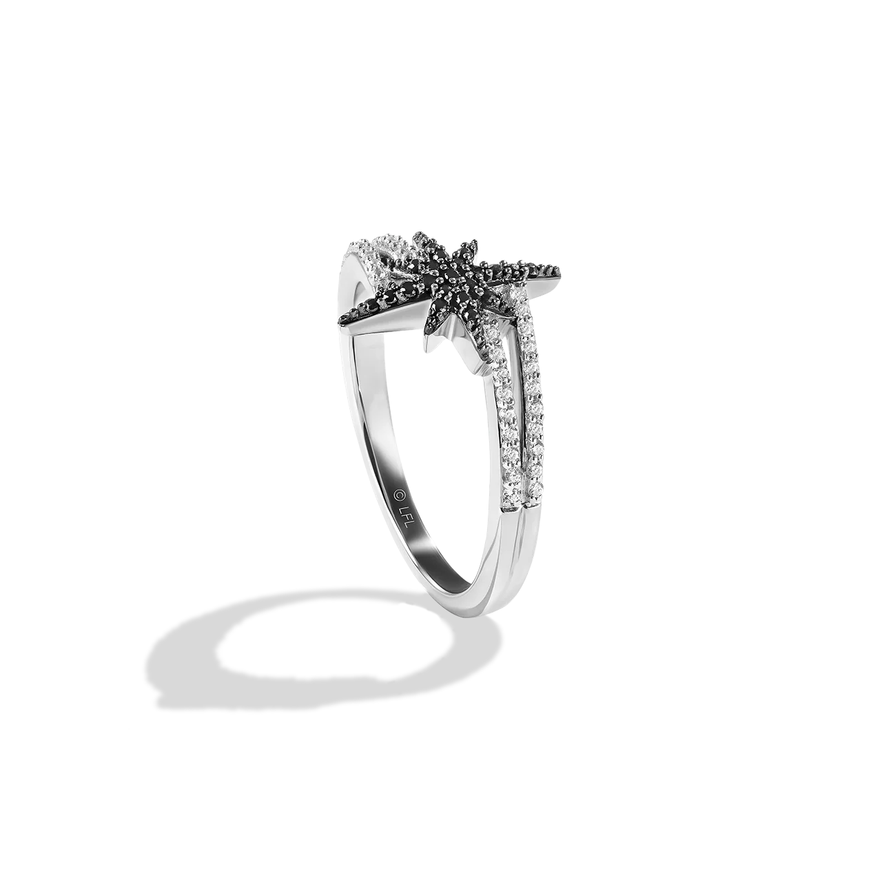 GUARDIANS OF LIGHT WOMEN'S RING 1/4 CT.TW. Black and White Diamonds Silver and Black Rhodium - Image 2