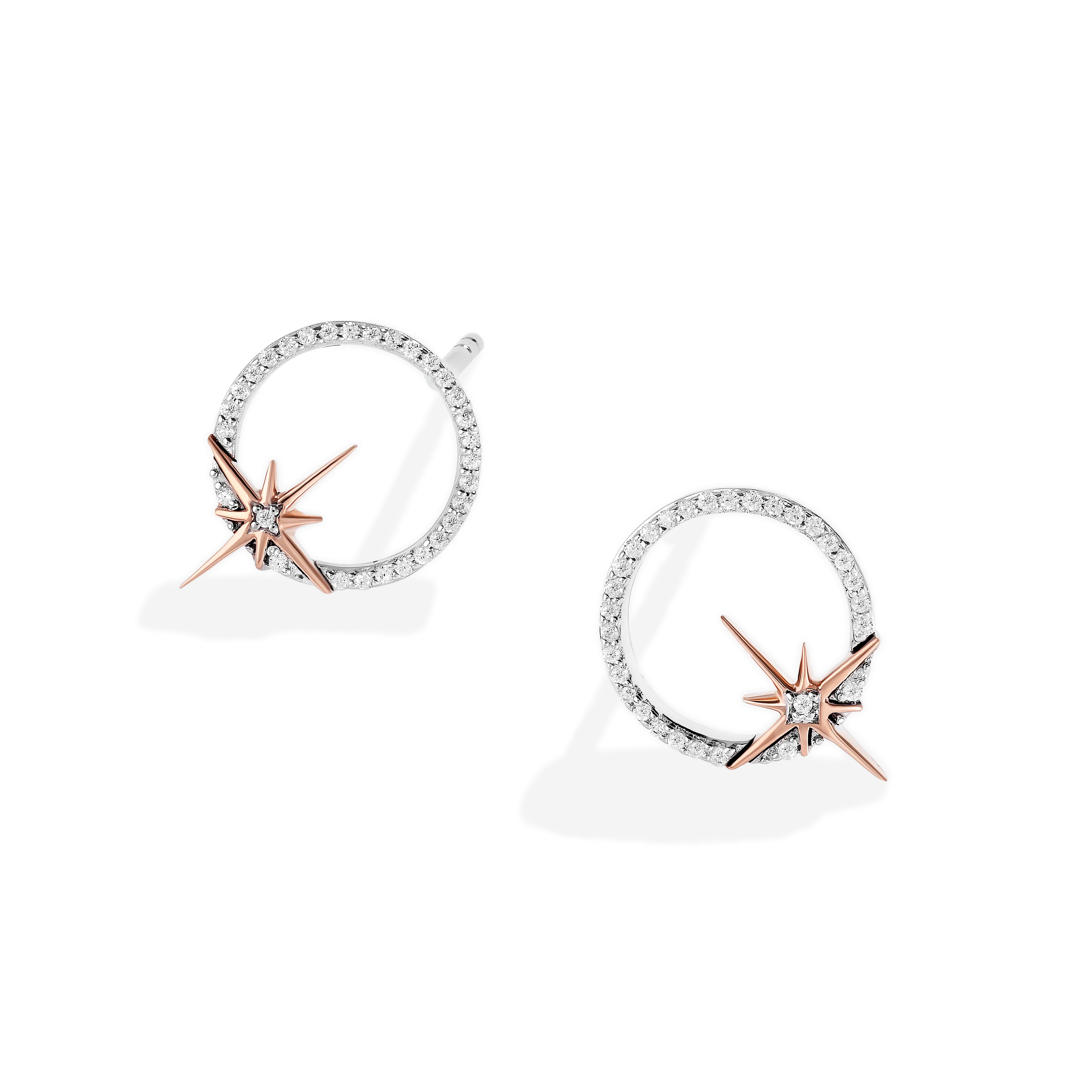 GUARDIANS OF LIGHT WOMEN'S STUDS 1/10 CT.TW. White Diamonds Silver and 10K Rose Gold