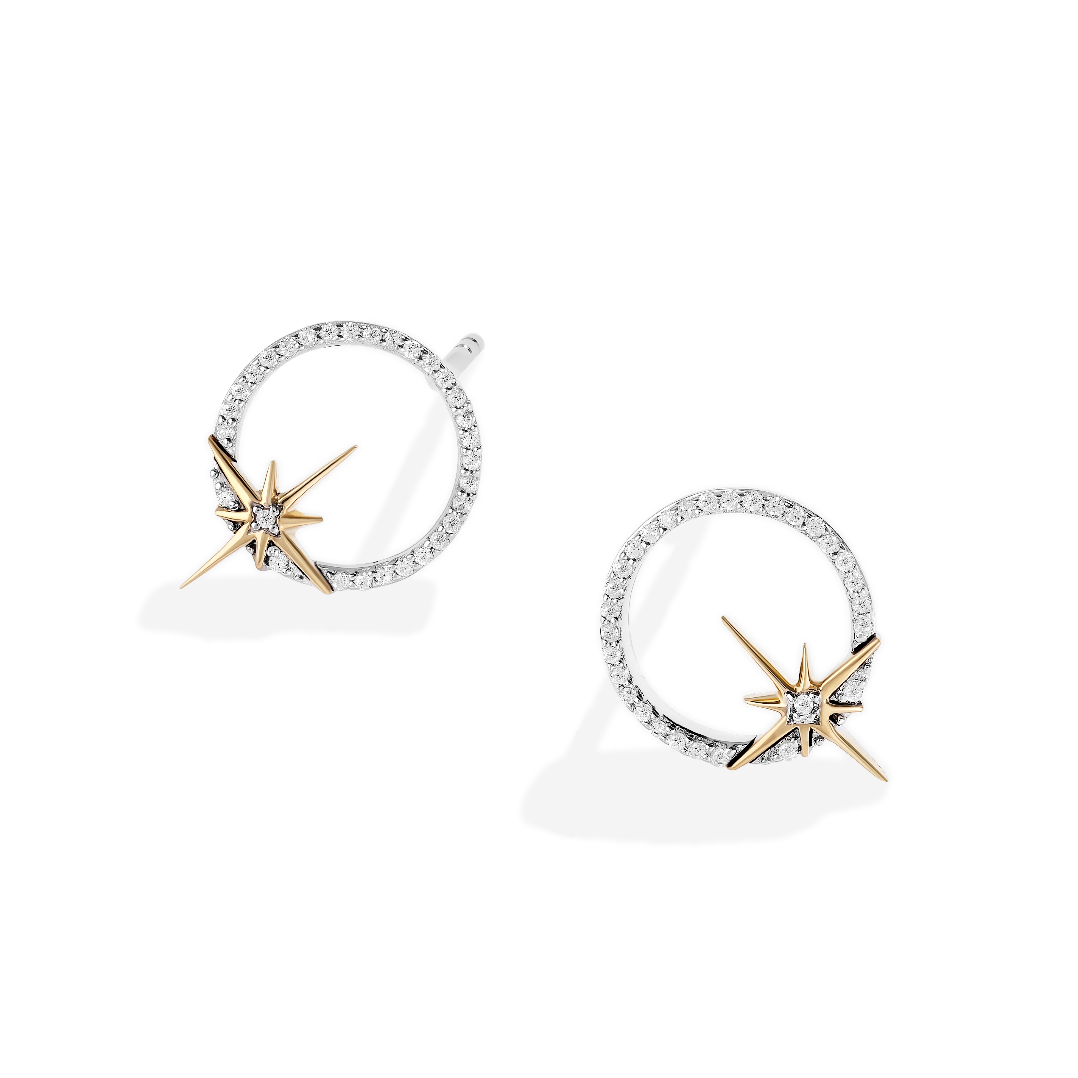 GUARDIANS OF LIGHT WOMEN'S STUDS 1/10 CT.TW. White Diamonds Silver and 10K Yellow Gold
