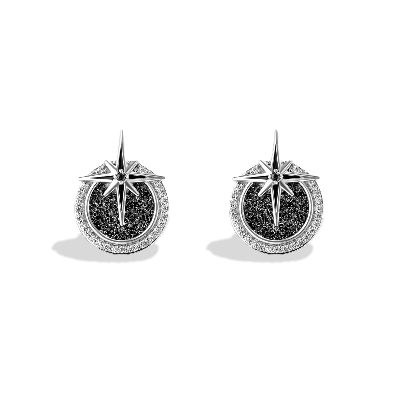 GUARDIANS OF LIGHT WOMEN'S STUDS 1/5 CT.TW. White Diamonds Silver and Black Rhodium