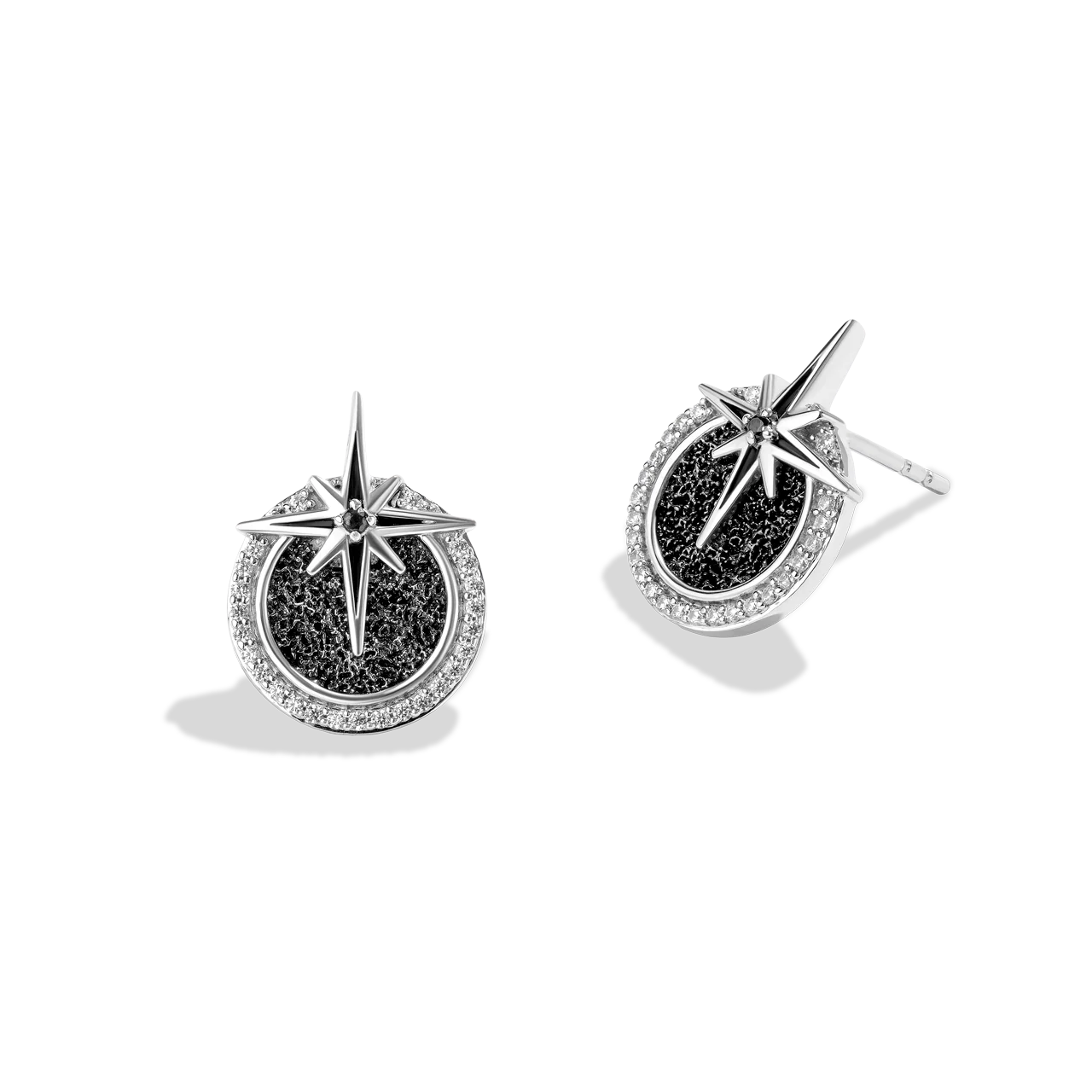 GUARDIANS OF LIGHT WOMEN'S STUDS 1/5 CT.TW. White Diamonds Silver and Black Rhodium - Image 2