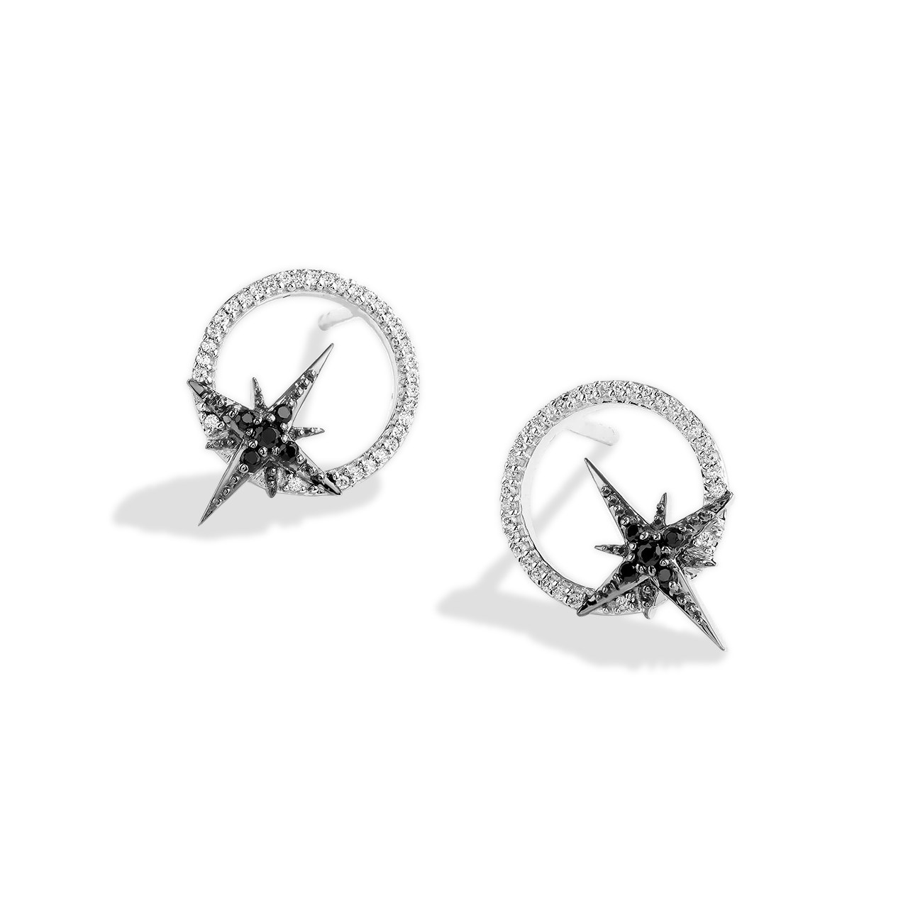 GUARDIANS OF LIGHT WOMEN'S STUDS 1/6 CT.TW. Black and White Diamonds Silver and Black Rhodium