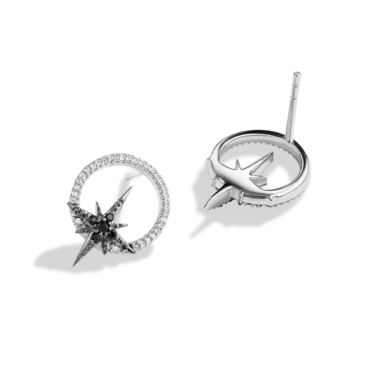 GUARDIANS OF LIGHT WOMEN'S STUDS 1/6 CT.TW. Black and White Diamonds Silver and Black Rhodium - Image 2