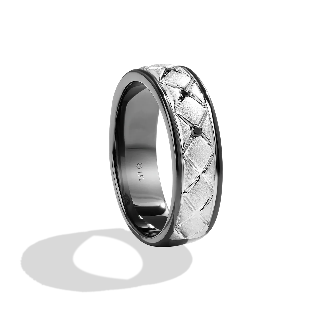 I KNOW, MEN'S BAND 1/10 CT.TW. black diamonds 10k White Gold - Image 3