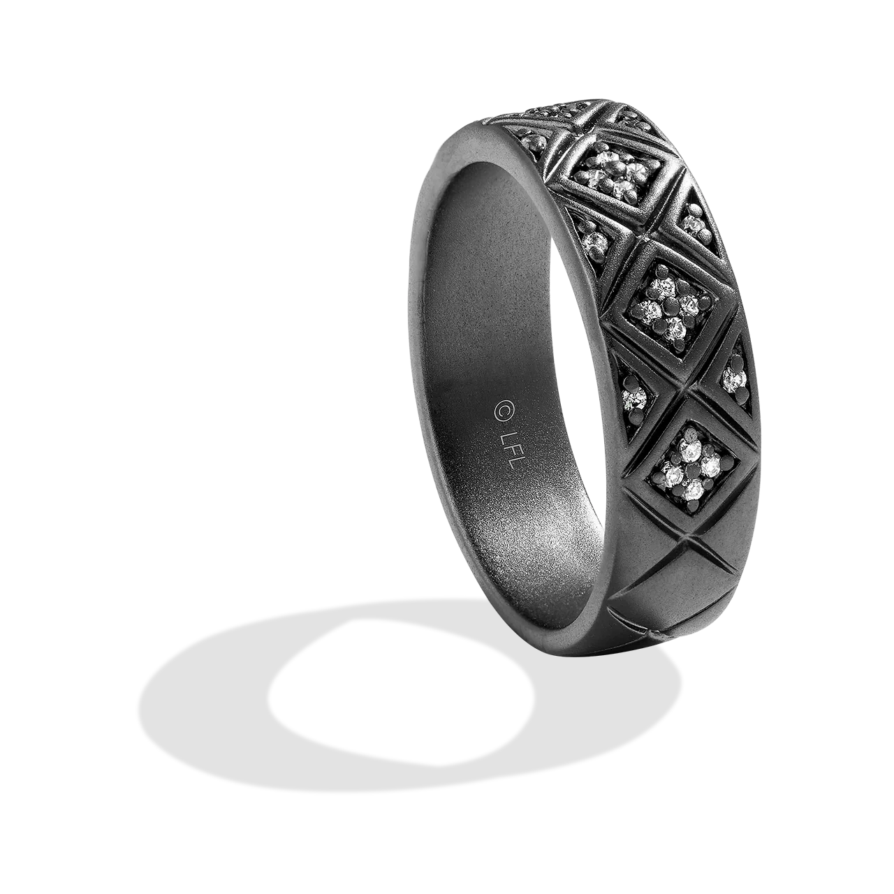 I KNOW, MEN'S BAND 1/5 CT.TW. White Diamonds 14K White Gold with Black Rhodium - Image 3